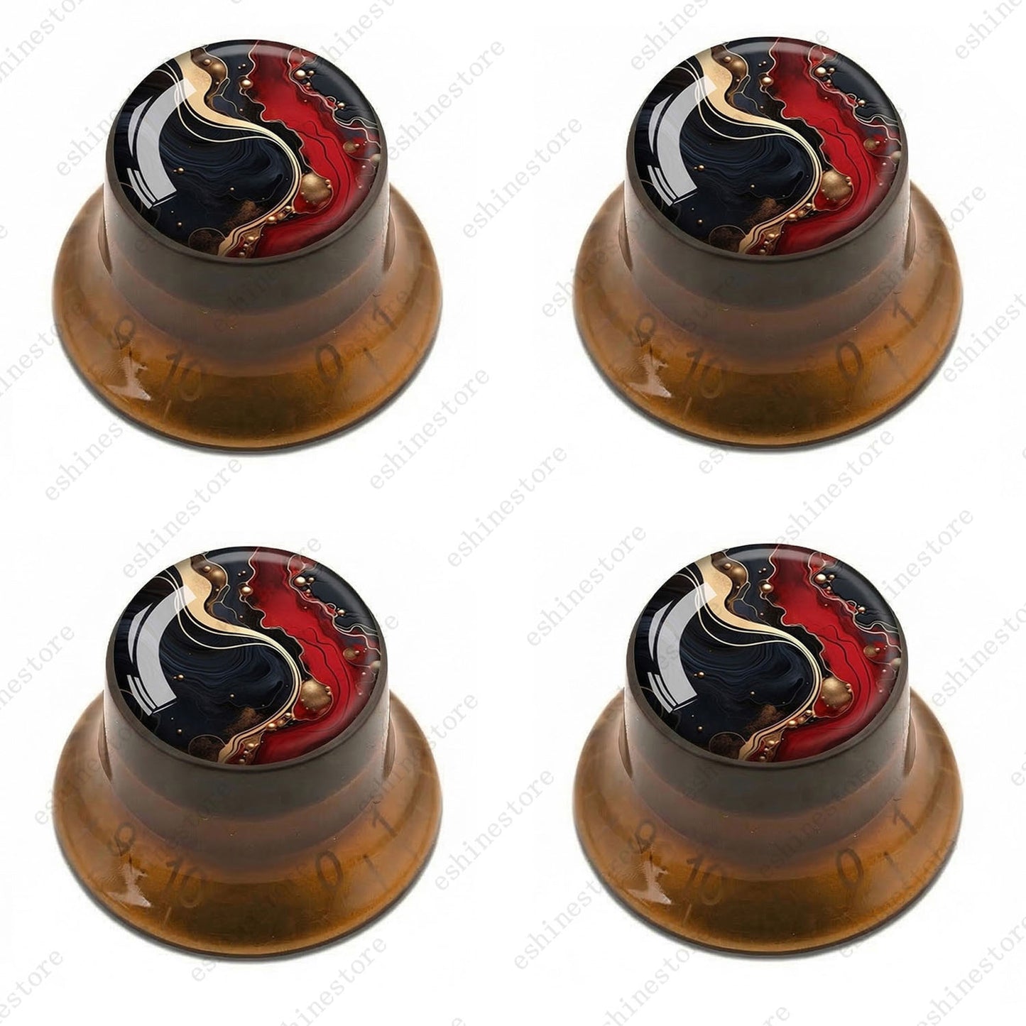 Guitar Reflector Knobs with Abstract Art Cap Top Hat Knobs for Les Paul SG - 01