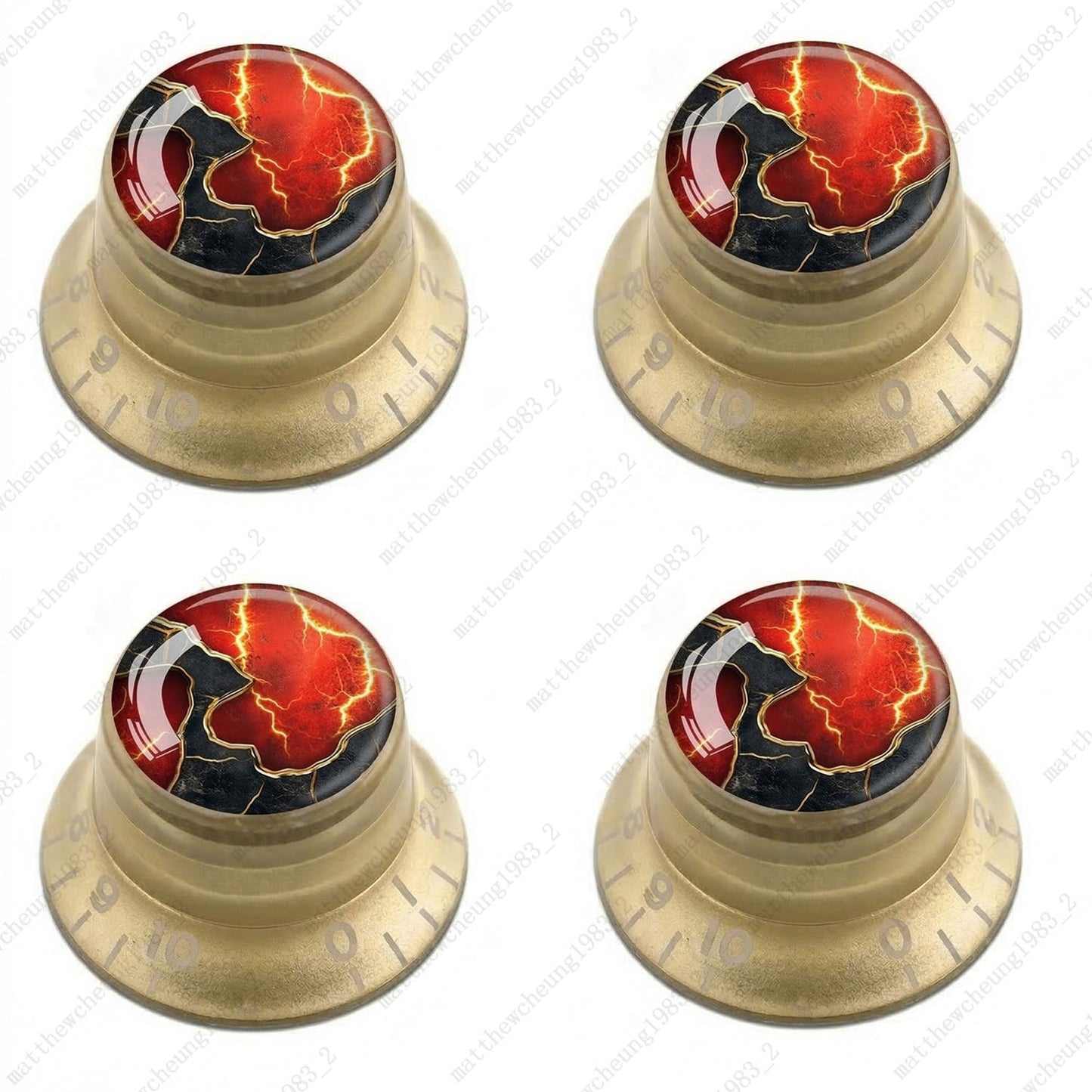 4Pcs Gold Guitar Reflector Knobs For Les Paul SG -10 Abstract Art Style Options