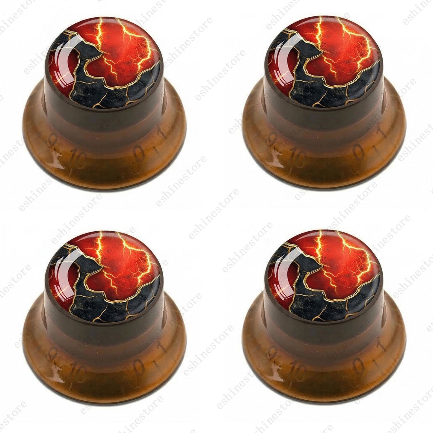 Guitar Reflector Knobs with Abstract Art Cap Top Hat Knobs for Les Paul SG - 10