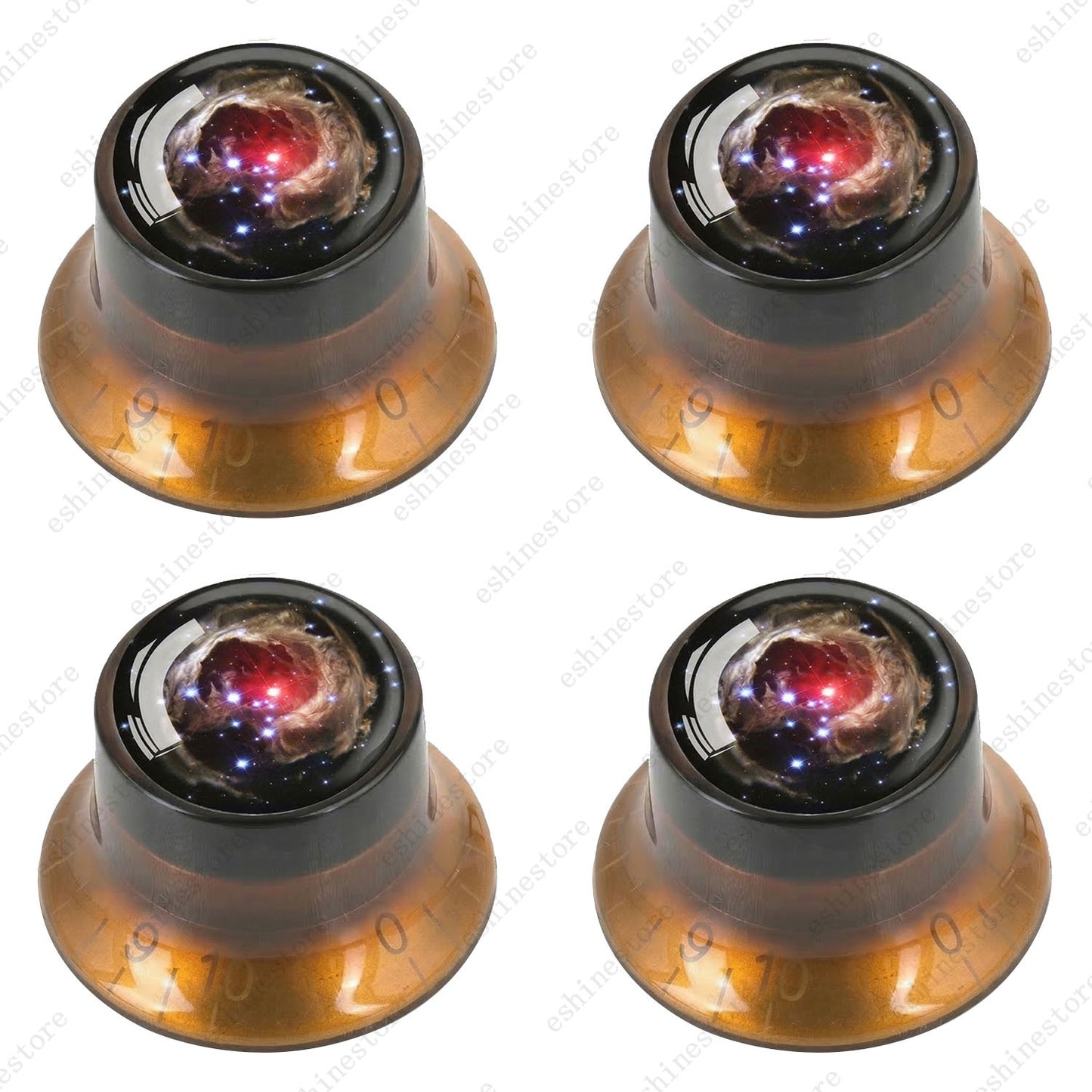 Guitar Reflector Knobs w/ Nebula Pattern Design Cap Top Hat Knob for Les Paul SG