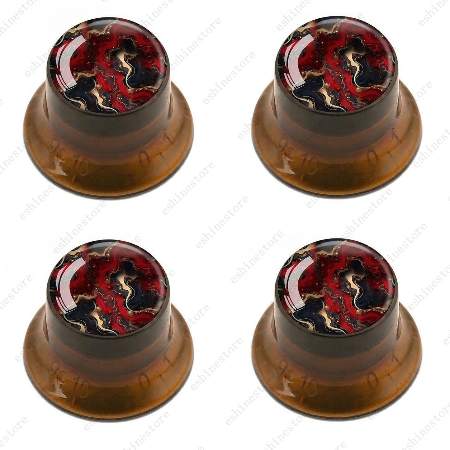 Guitar Reflector Knobs with Abstract Art Cap Top Hat Knobs for Les Paul SG - 03