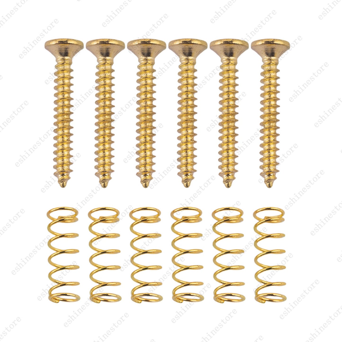 6x Single Coil Pickup Height Adjustment Screws & Straight Springs for Strat Tele