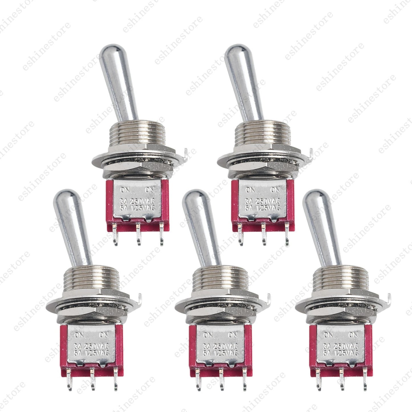 1/3/5 PCS Guitar/AMP Fat Bat Toggle Switch DPDT 6 Pin 2-Way ON ON Sealed - RED