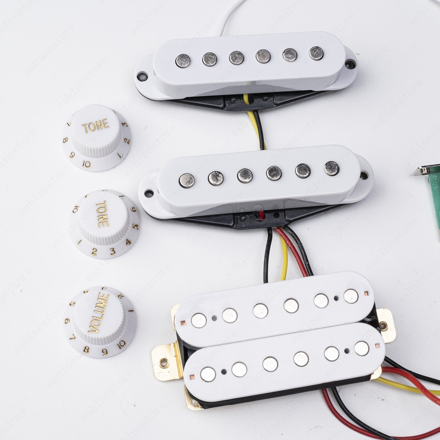 Electric Guitar SSH Pickup Wiring Harness Prewired Kit 500K Pots for ST- White