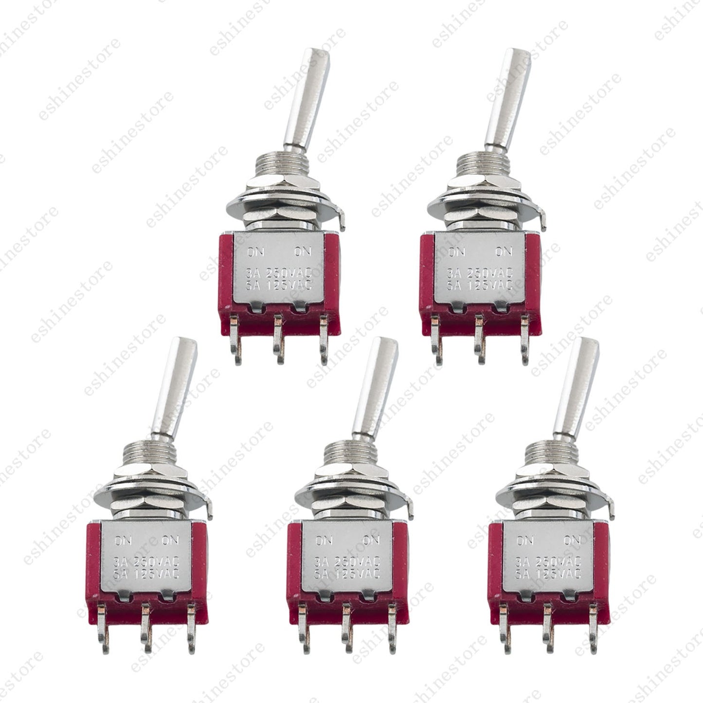 Guitar Flat Lever DPDT 2-Way 6 Pin ON ON Mini Toggle Switch for Split Coil - RED