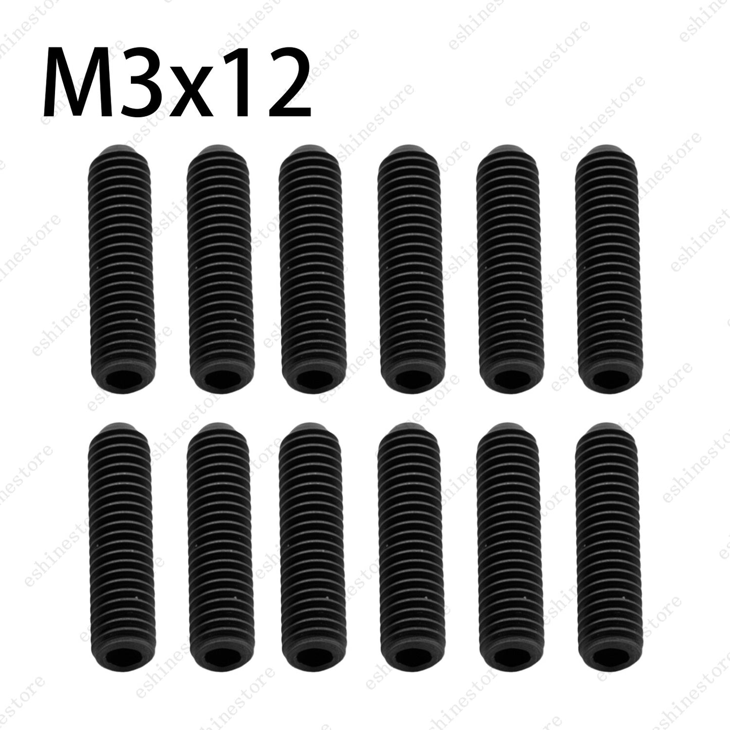 M3x6-12mm Guitar Bridge Adjustment Screws 12pcs - BLACK Alloy Steel Replacement