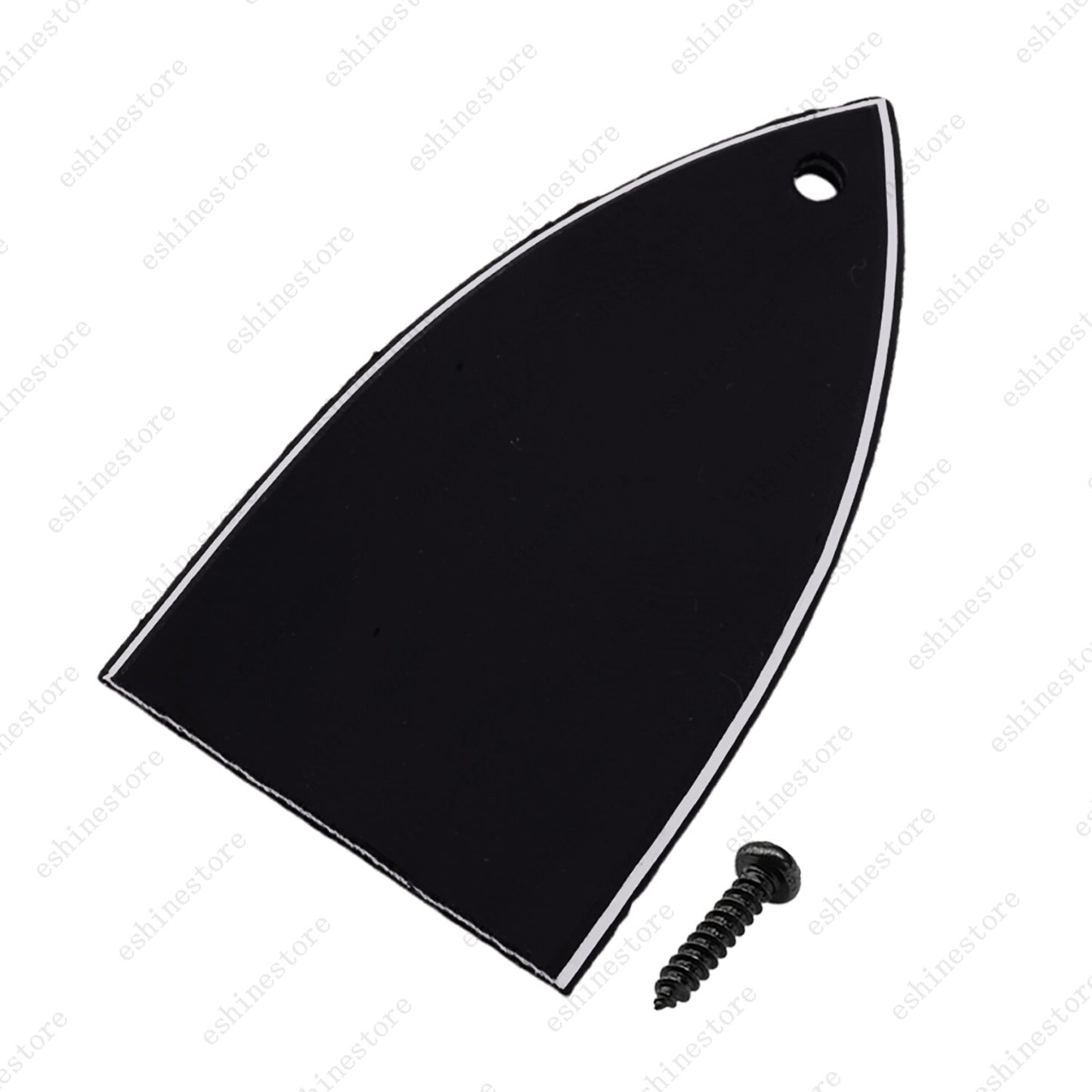1 Hole 3Ply Shape Corner Plastic Guitar Truss Rod Cover Plate Black with Screws