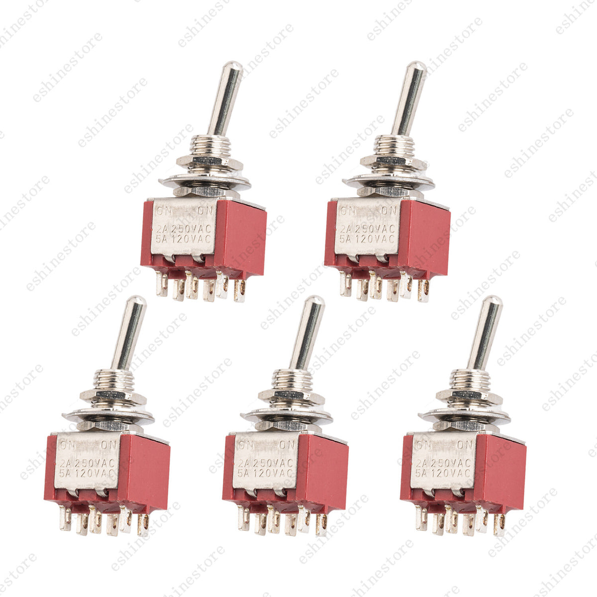 Guitar DPDT Red 2 Way 6 Pin ON ON Guitar Mini Toggle Switch Car/Boat Switches