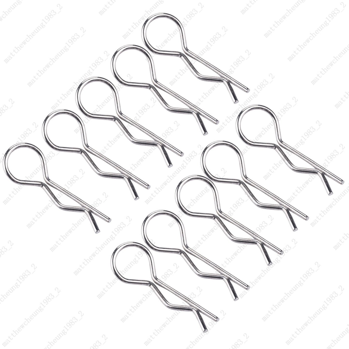 30mm×13mm 10-Pack 1:8 RC Metal R-Clips Black/Silver – Reliable RC Fasteners
