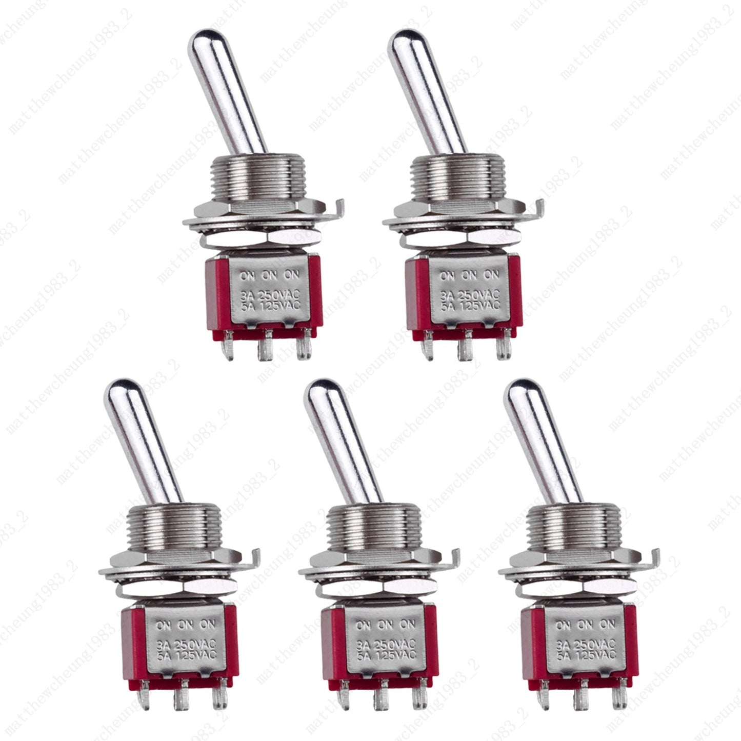 1/3/5 x Guitar/AMP Fat Bat Toggle Switch DPDT 6 Pin 3-Position ON ON ON Sealed