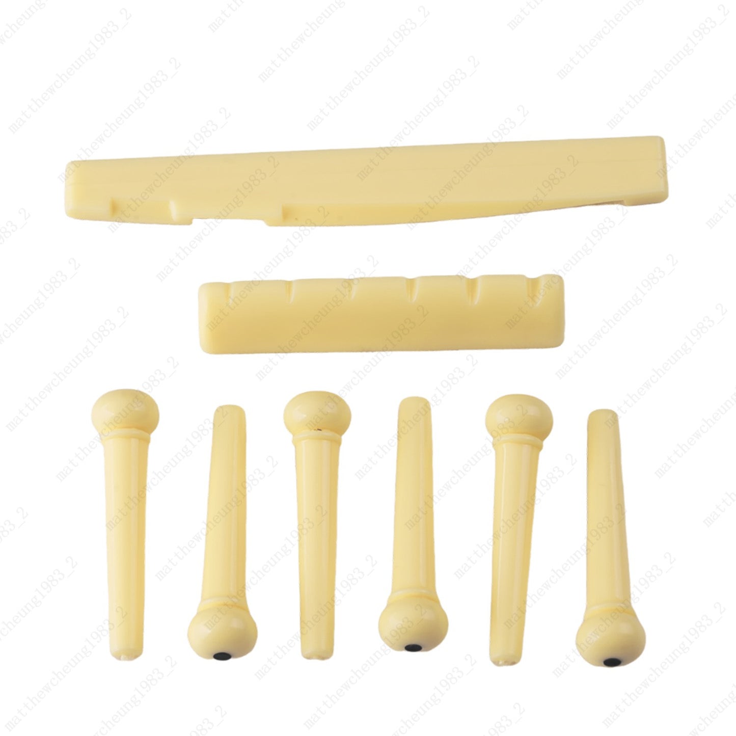 1 set of Plastic 6-String Guitar Nut & Saddle + Bridge Pin for Acoustic Guitar