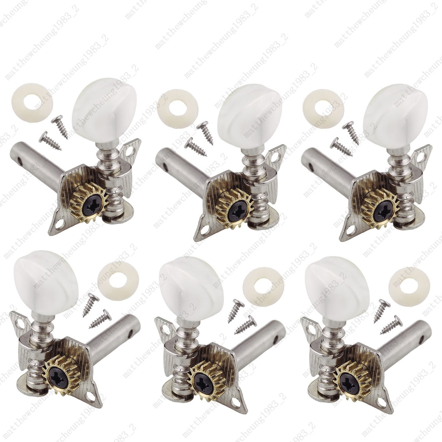 Open-Gear Guitar Machine Heads 1:15 Ratio for Acoustic Guitar White Pearl Button