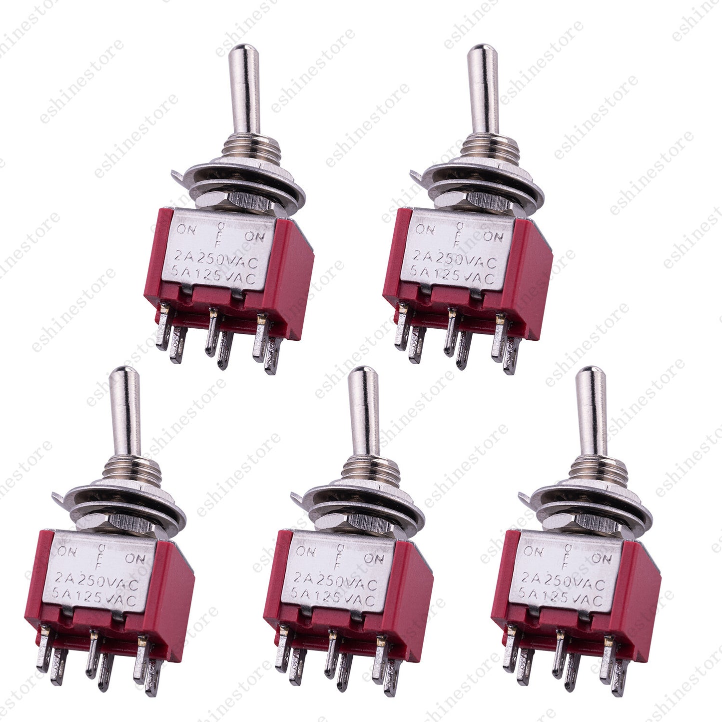 Guitar DPDT Red 3 Way 6 Pin ON OFF ON Electric Guitar Mini Toggle Switches