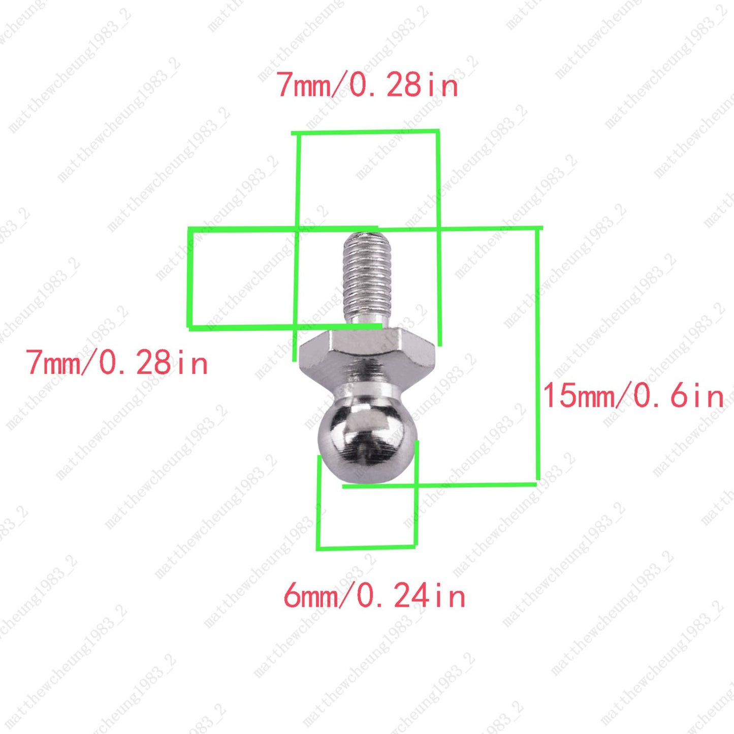10pcs Silver Durable M3 Ball Head Screws - Metal RC Parts for Tie Rod/Shock