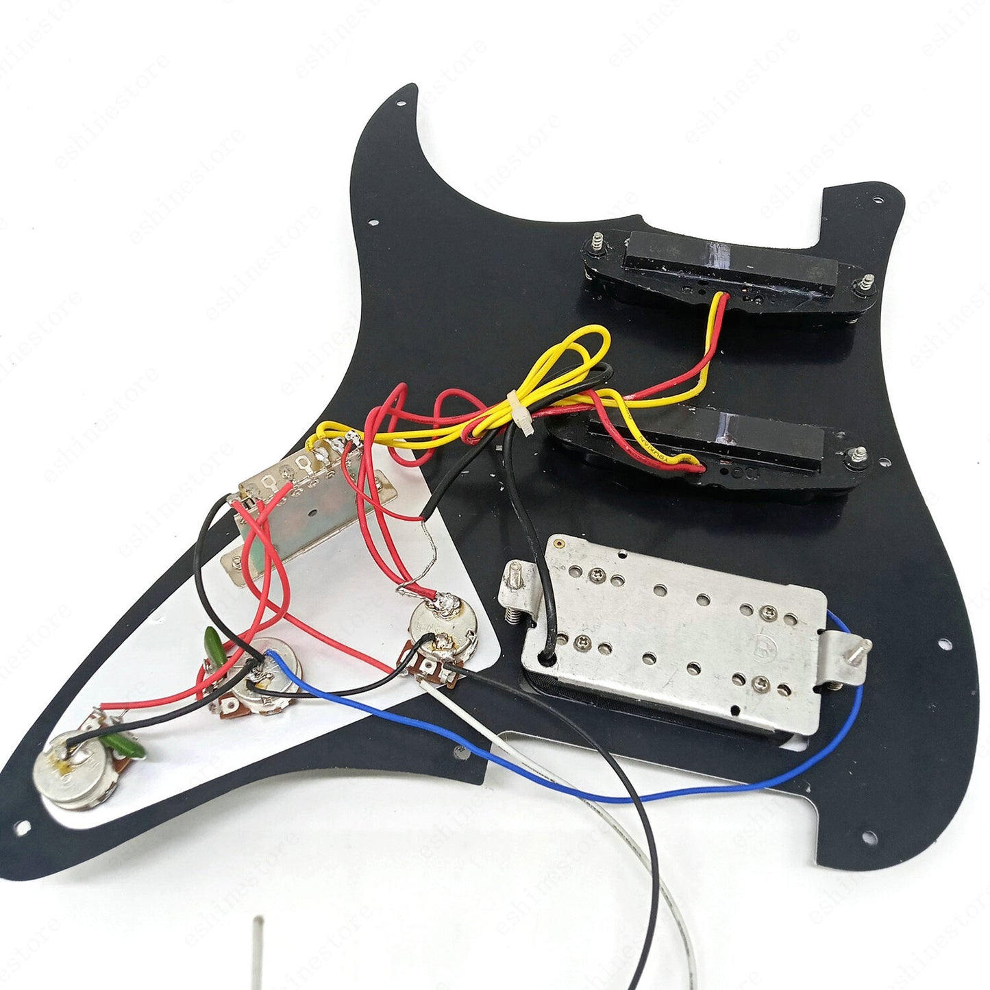 Loaded Strat Pickguard Prewired SSH Pickguard with Ceramic Pickups Black Pearl W