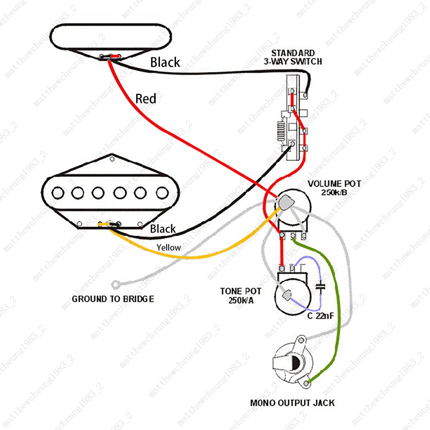 Electric Guitar Ceramic Magnet Single Coil Black Bridge Pickup 4.5K for FD TELE