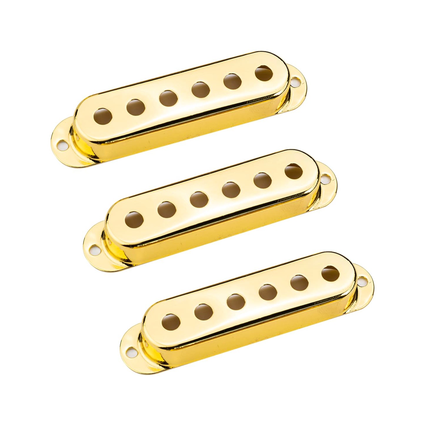 3Pcs Single Coil Guitar Pickup Covers (50/50/50mm Pole Spacing), Copper Pickup Mounting Ring Set Guitar Accessories Replacement Part (Gold)