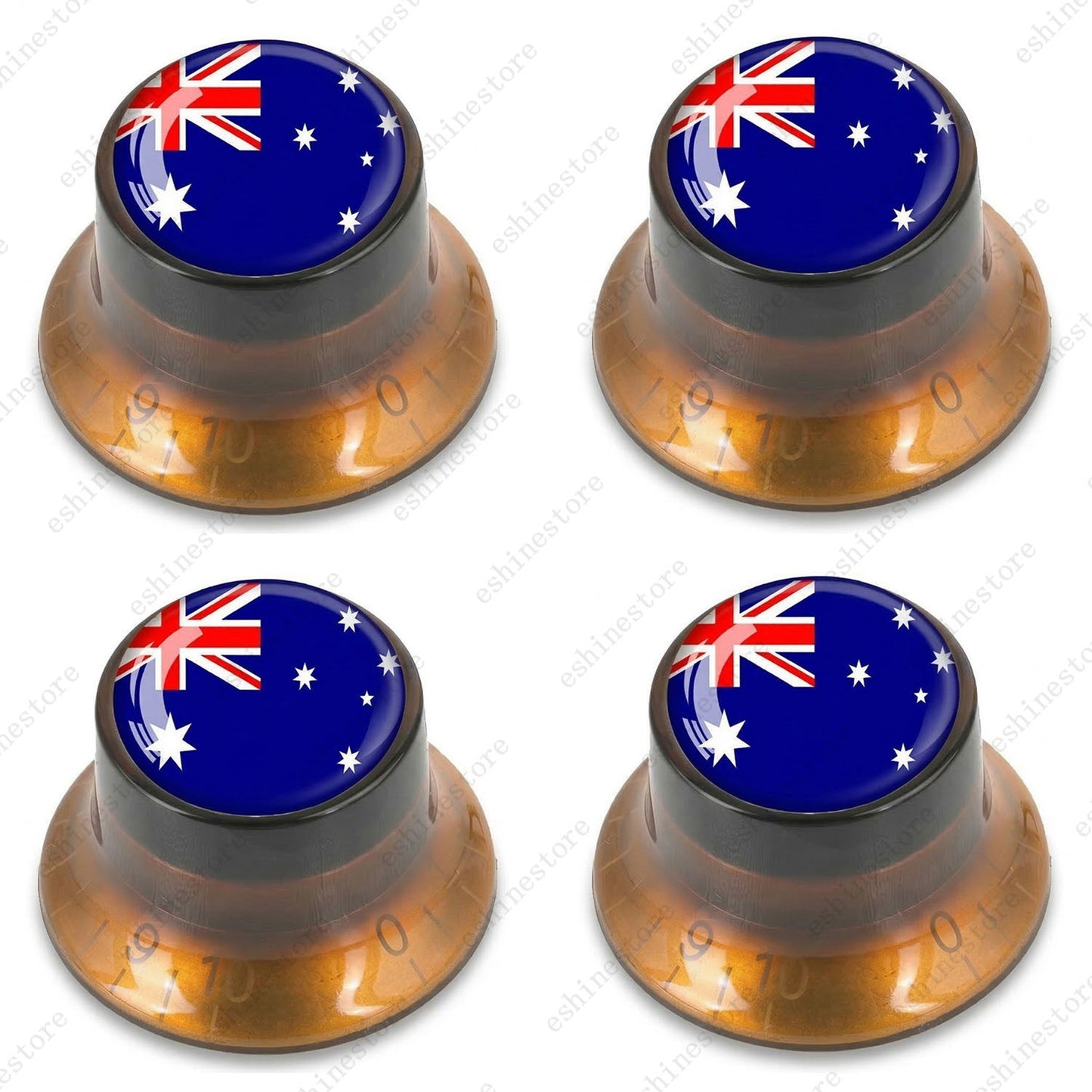 Guitar Reflector Knobs w/ Australia Flag Design Cap Top Hat Knob for Les Paul SG