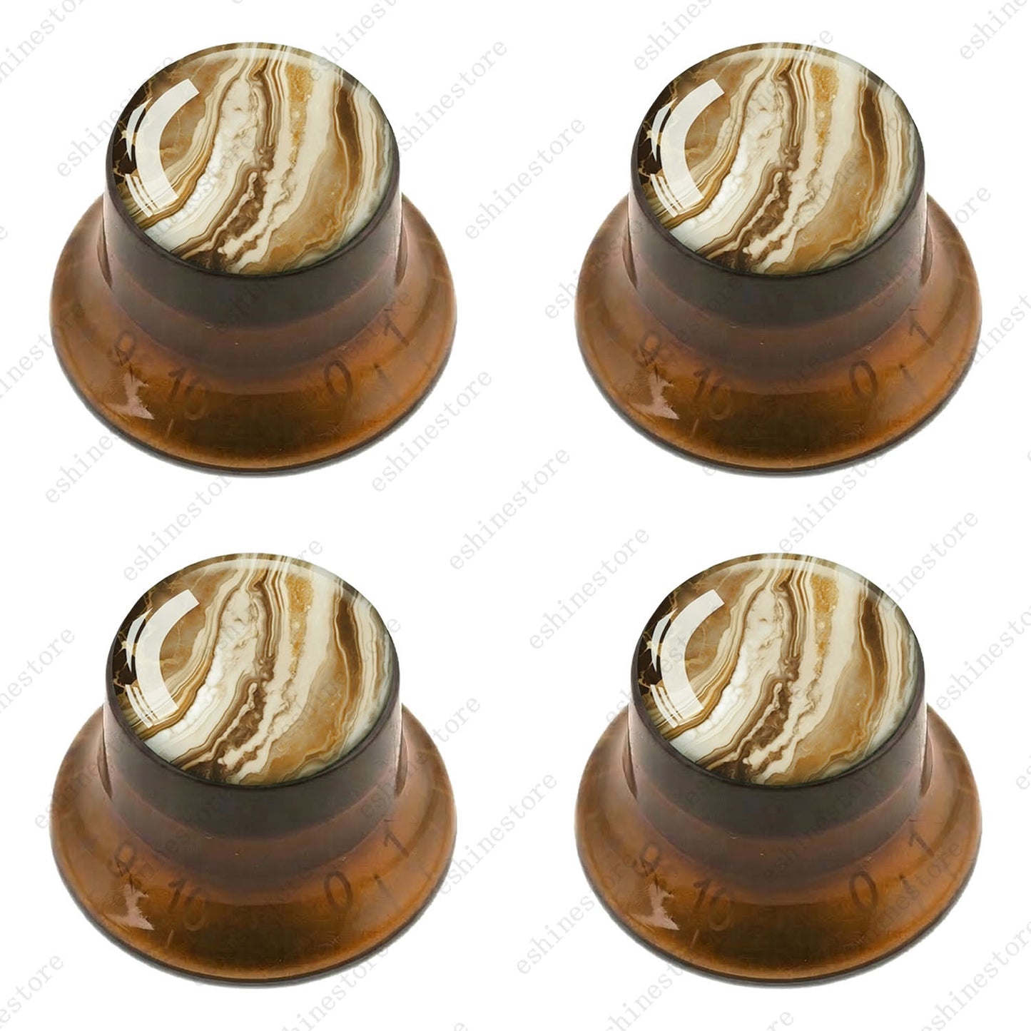 Guitar Reflector Knobs with Marble Texture Cap Top Hat Knob for Les Paul SG - 10