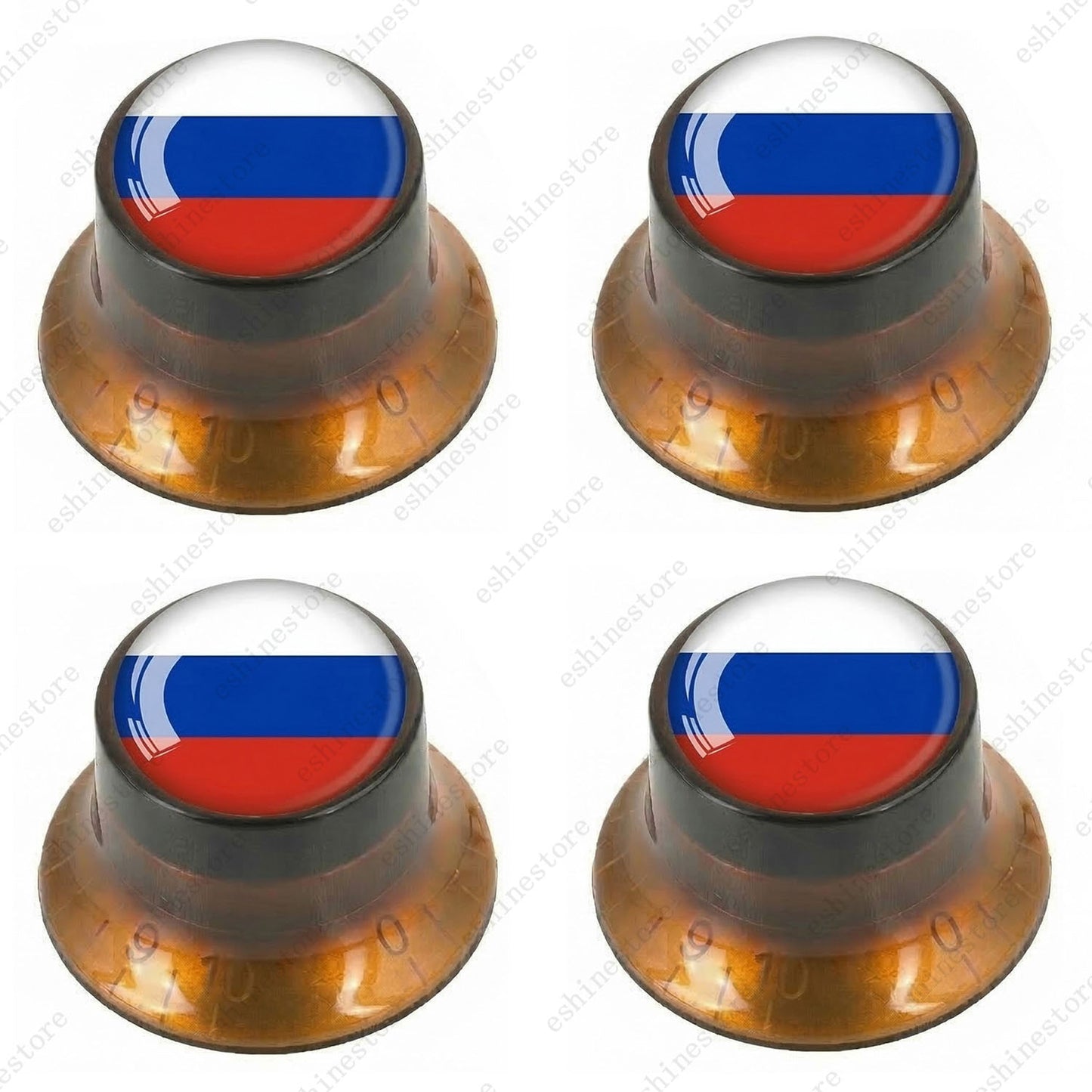 Guitar Reflector Knobs w/ Russian Flag Design Cap Top Hat Knobs for Les Paul SG