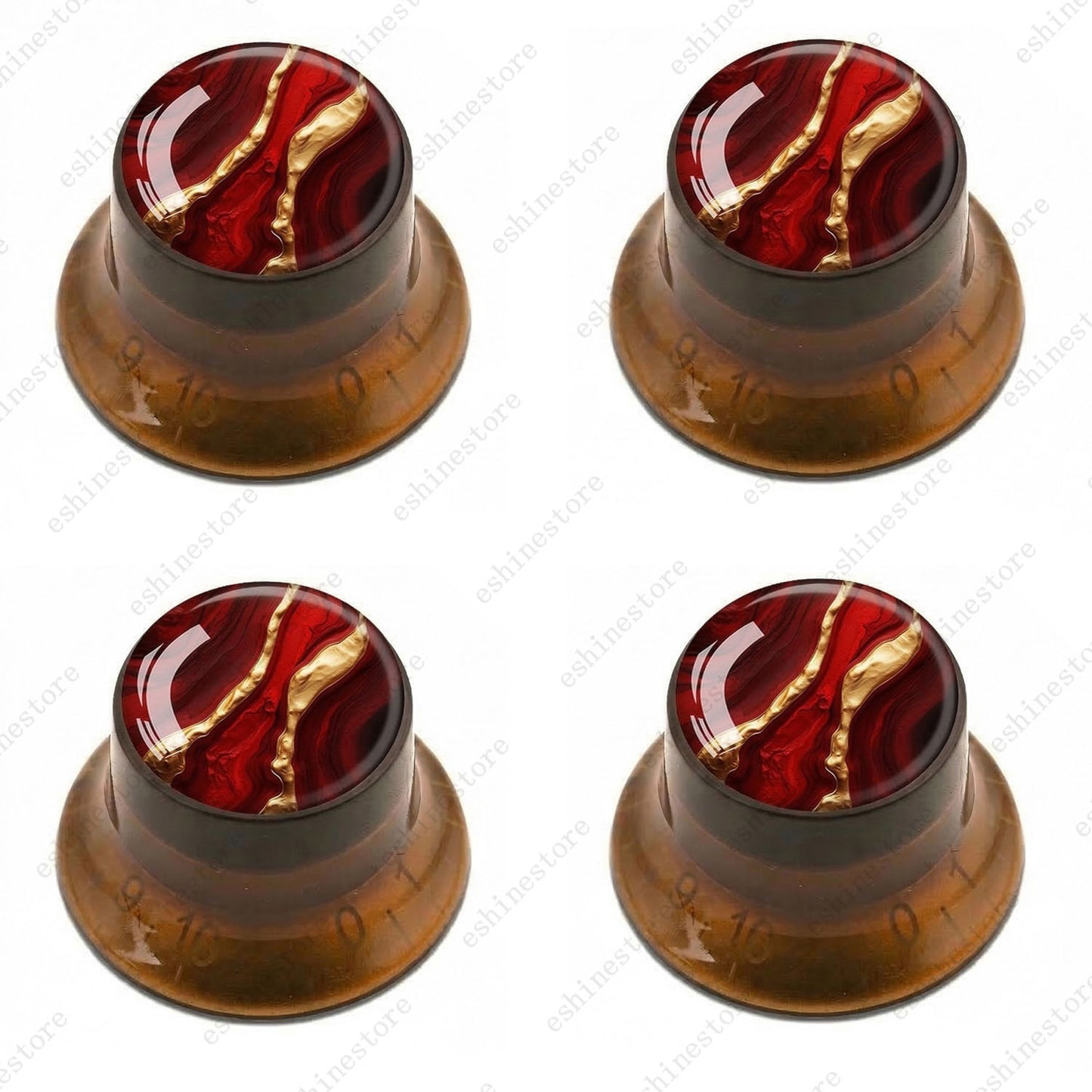 Guitar Reflector Knobs with Abstract Art Cap Top Hat Knobs for Les Paul SG - 09