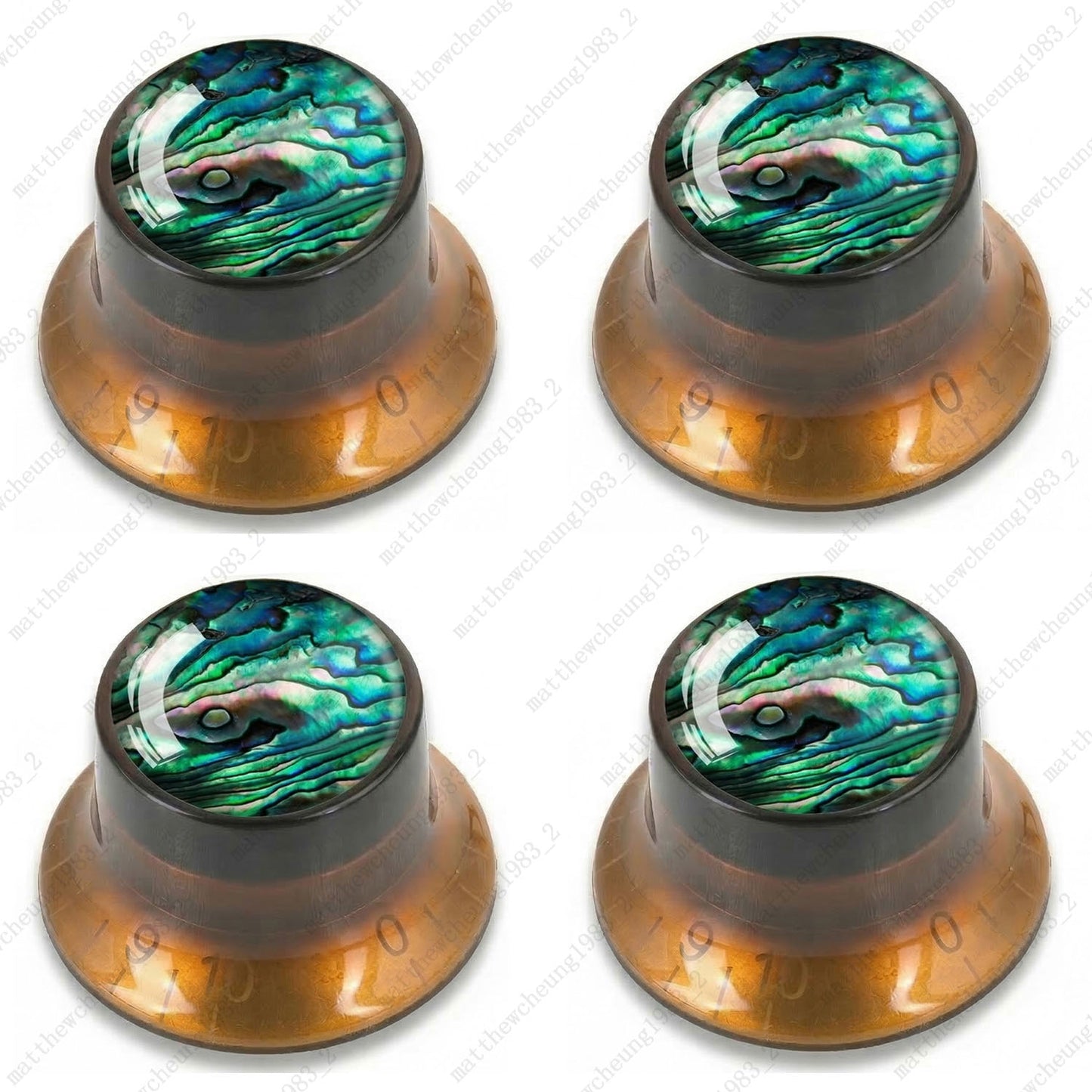 4Pcs Amber Guitar Reflector Knos For Les Paul SG -10 Seashell Pattern Options