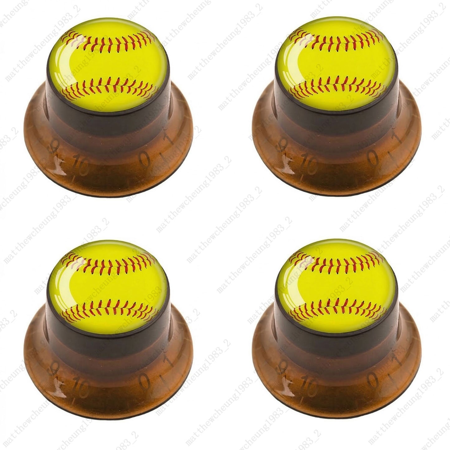 4Pcs Amber Guitar Reflector Knobs For Les Paul SG - 10 Ball Styles Available