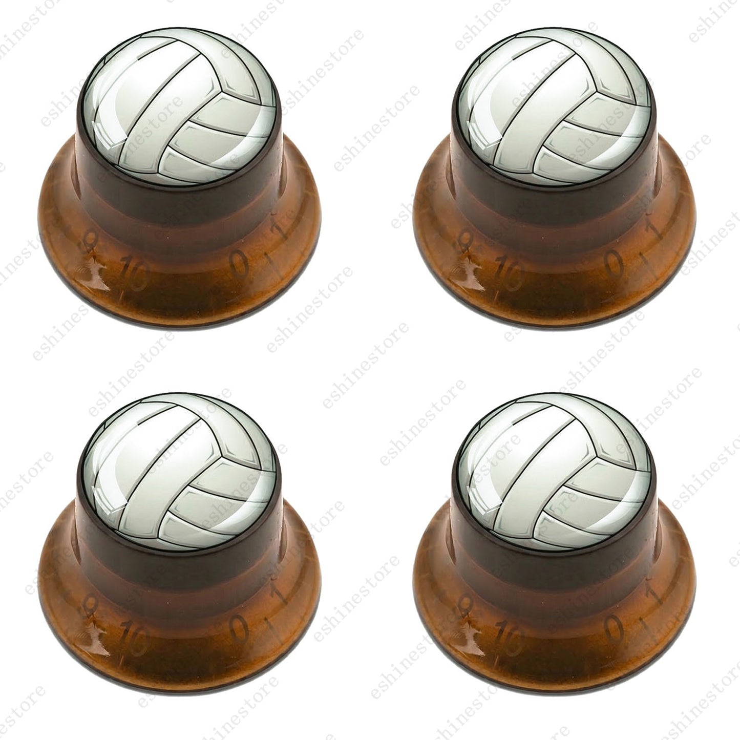 Guitar Reflector Knobs w/ Volleyball Design Cap Top Hat Knobs for Les Paul SG