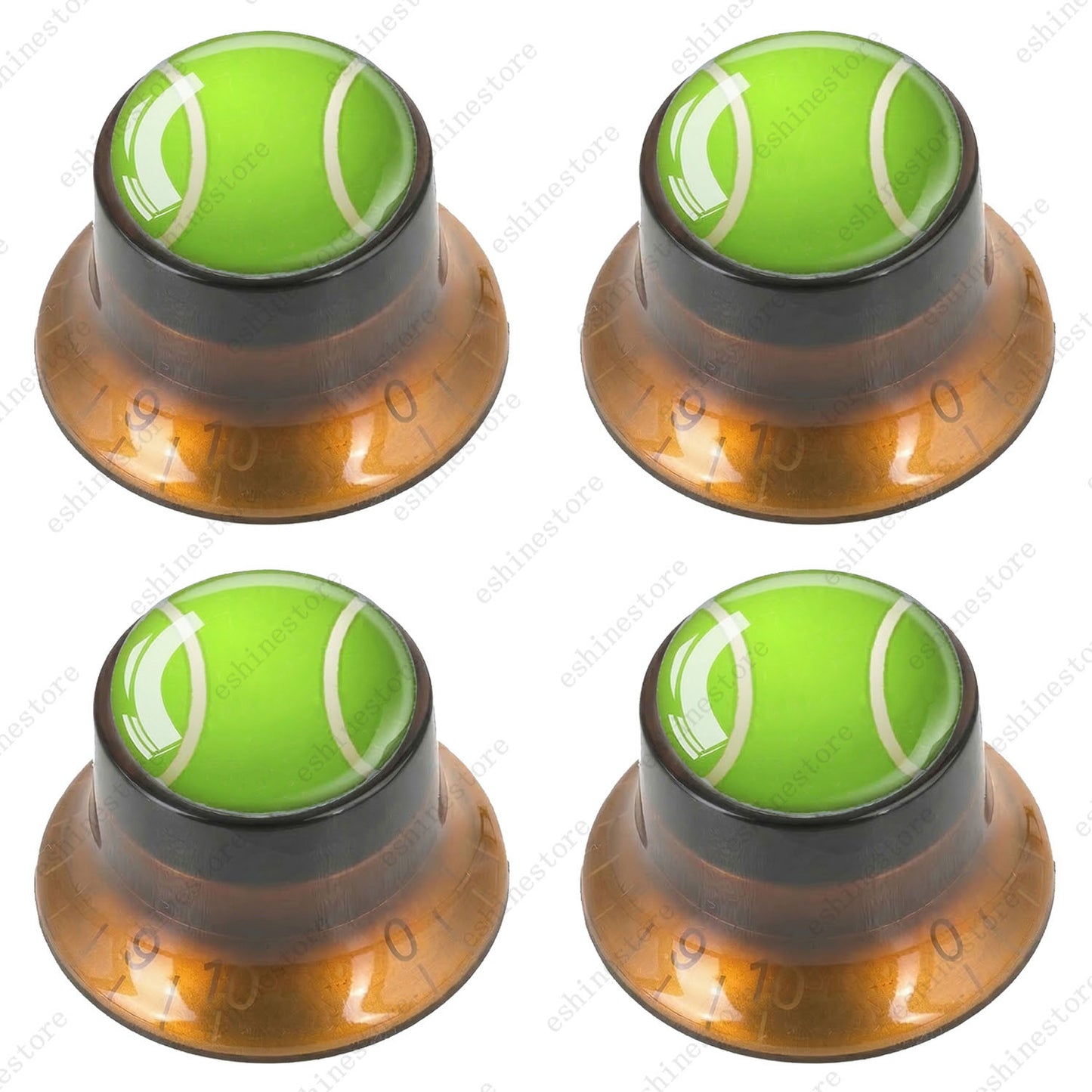 Electric Guitar Reflector Knob w/ Tennis Design Cap Top Hat Knob for Les Paul SG