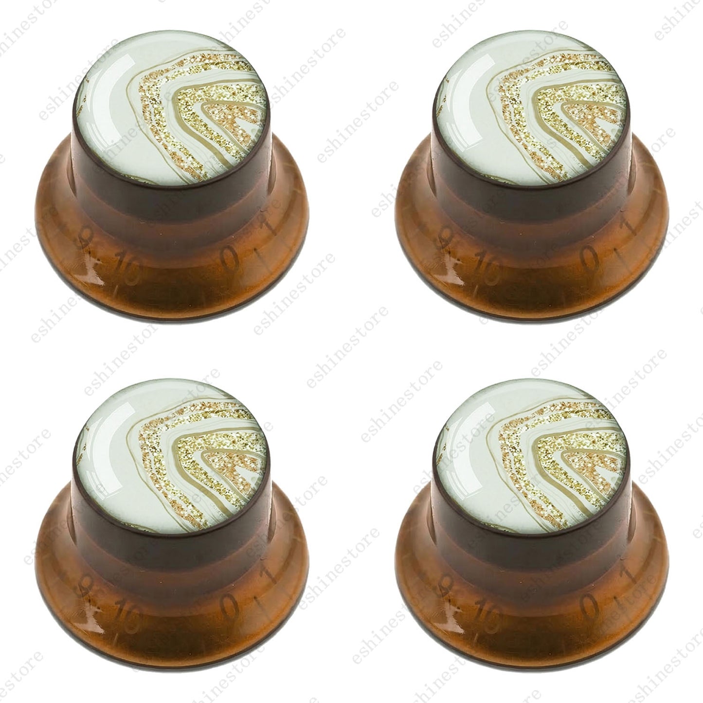 Guitar Reflector Knobs with Marble Texture Cap Top Hat Knob for Les Paul SG - 01