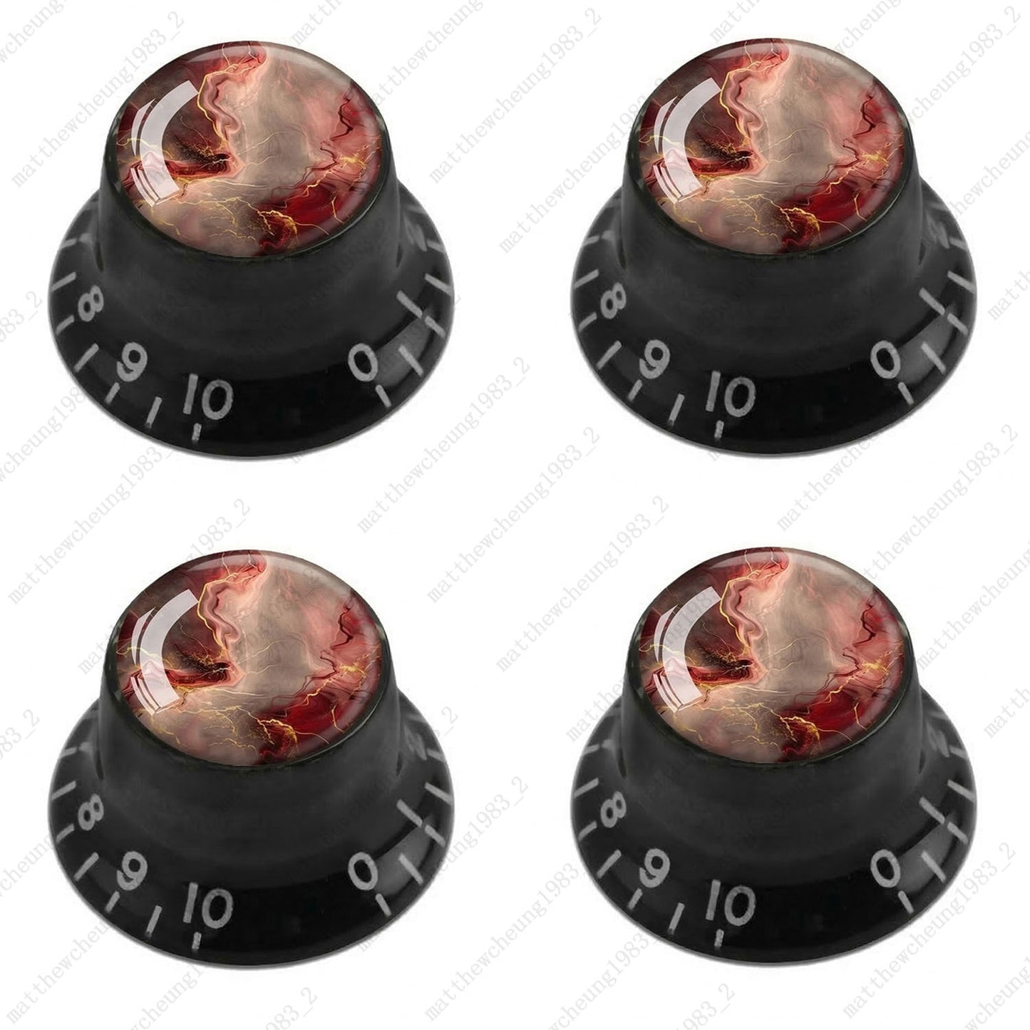 4Pcs Black Guitar Reflector Knobs For Les Paul SG -10 Abstract Art Style Options