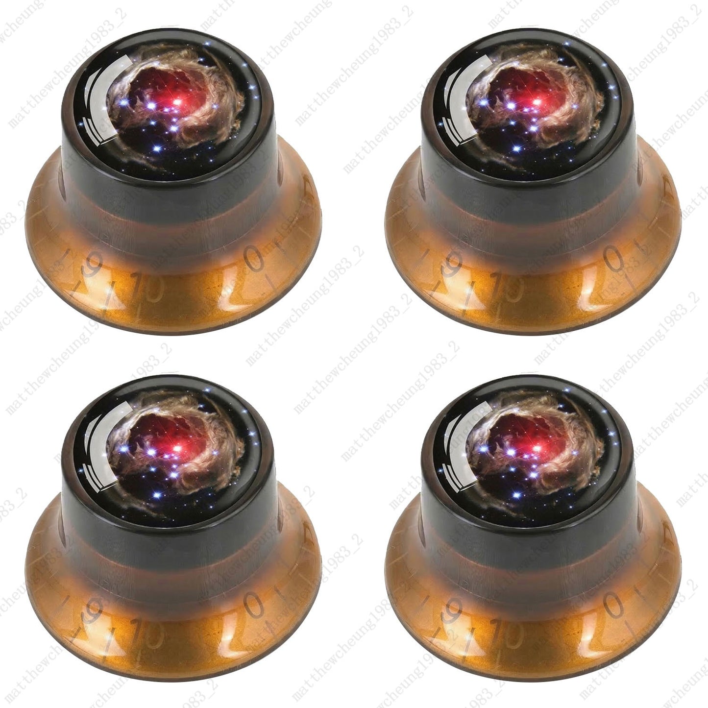 4Pcs Amber Guitar Reflector Knos For Les Paul SG -8 Solar System Pattern Option