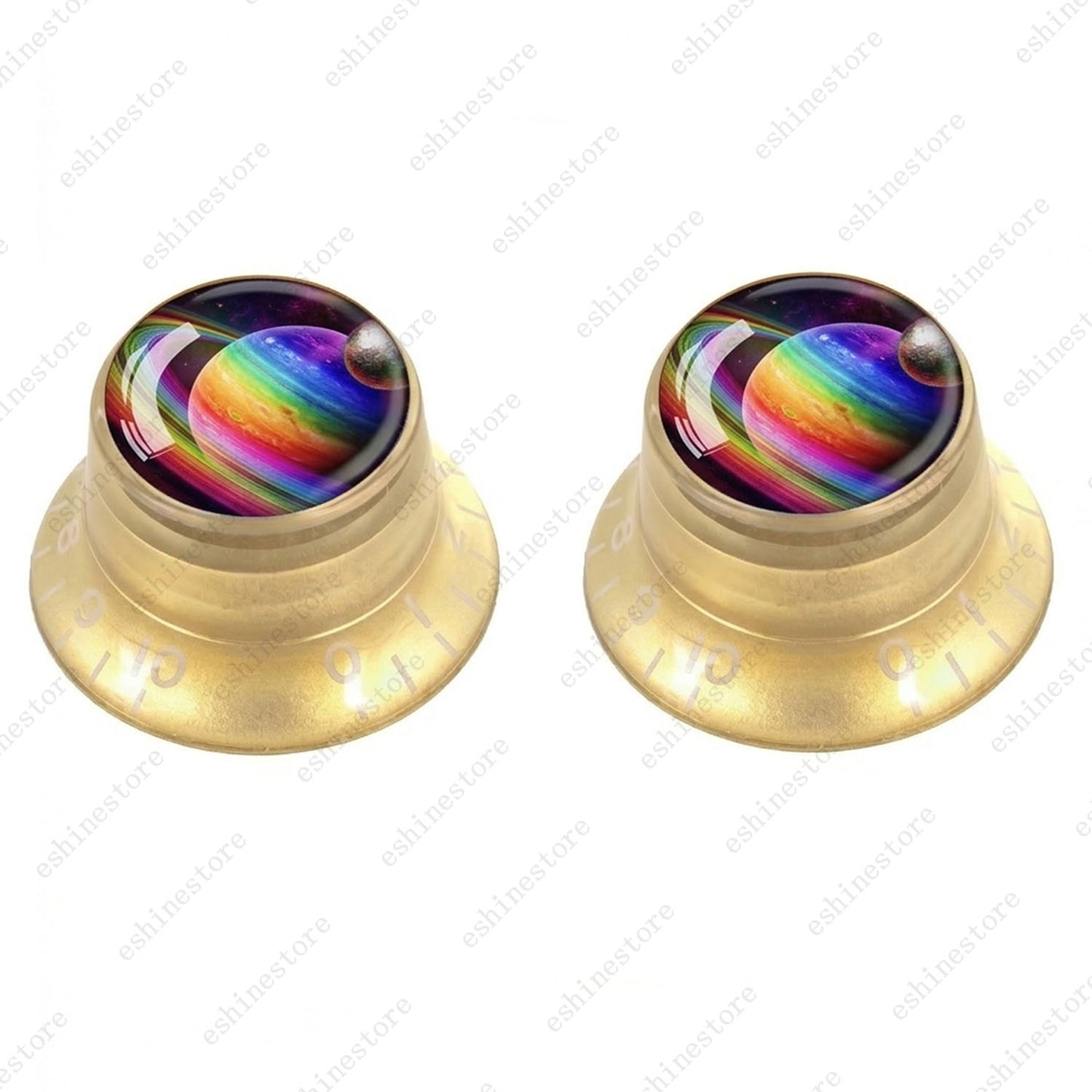 Guitar Reflector Knobs w/ Rainbow Ball Design Cap Top Hat Knobs for Les Paul SG