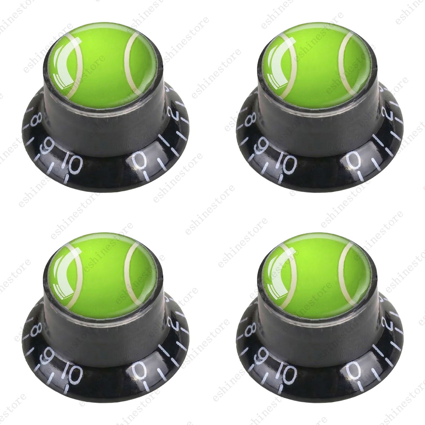 Electric Guitar Reflector Knob w/ Tennis Design Cap Top Hat Knob for Les Paul SG