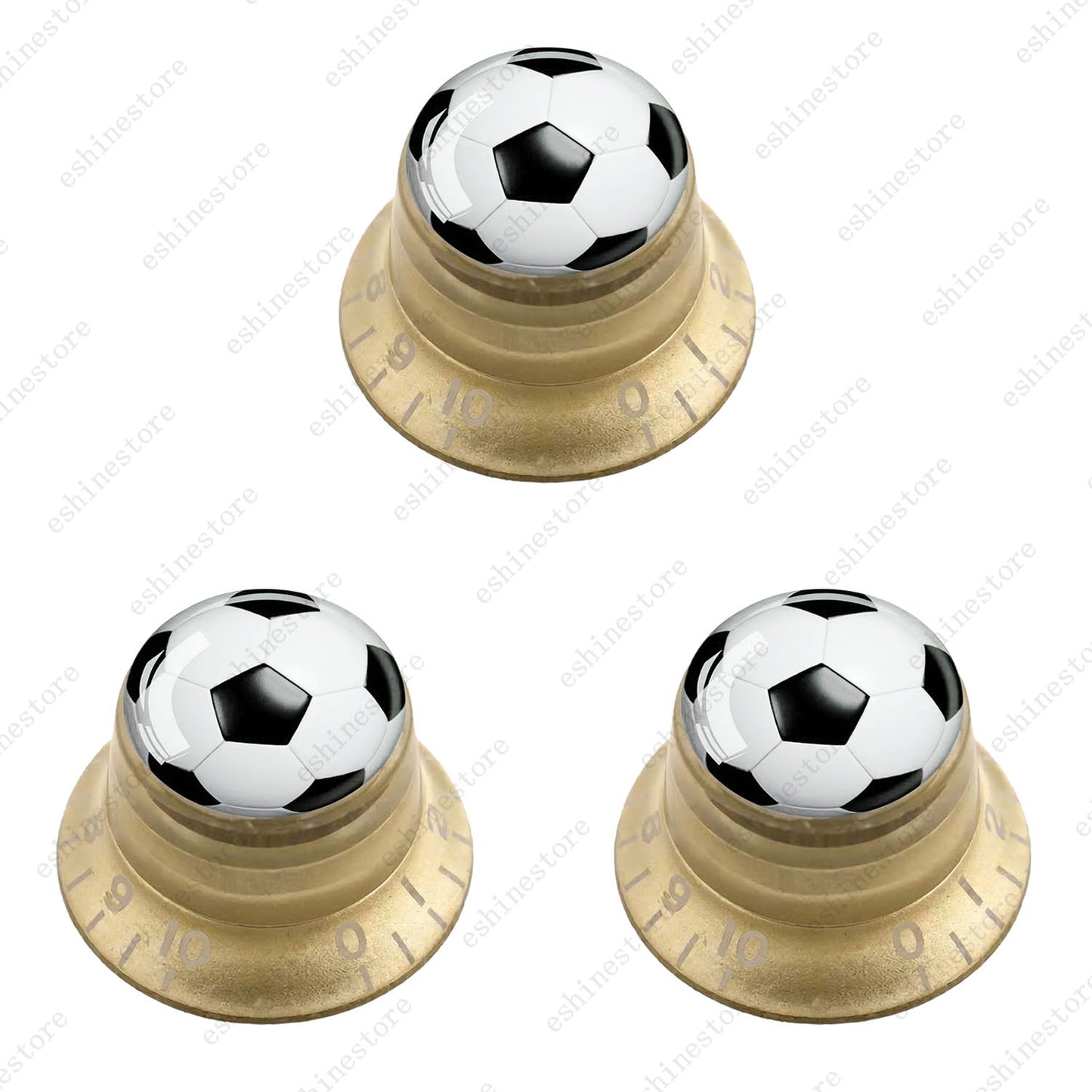 Electric Guitar Reflector Knob w/ Soccer Design Cap Top Hat Knob for Les Paul SG