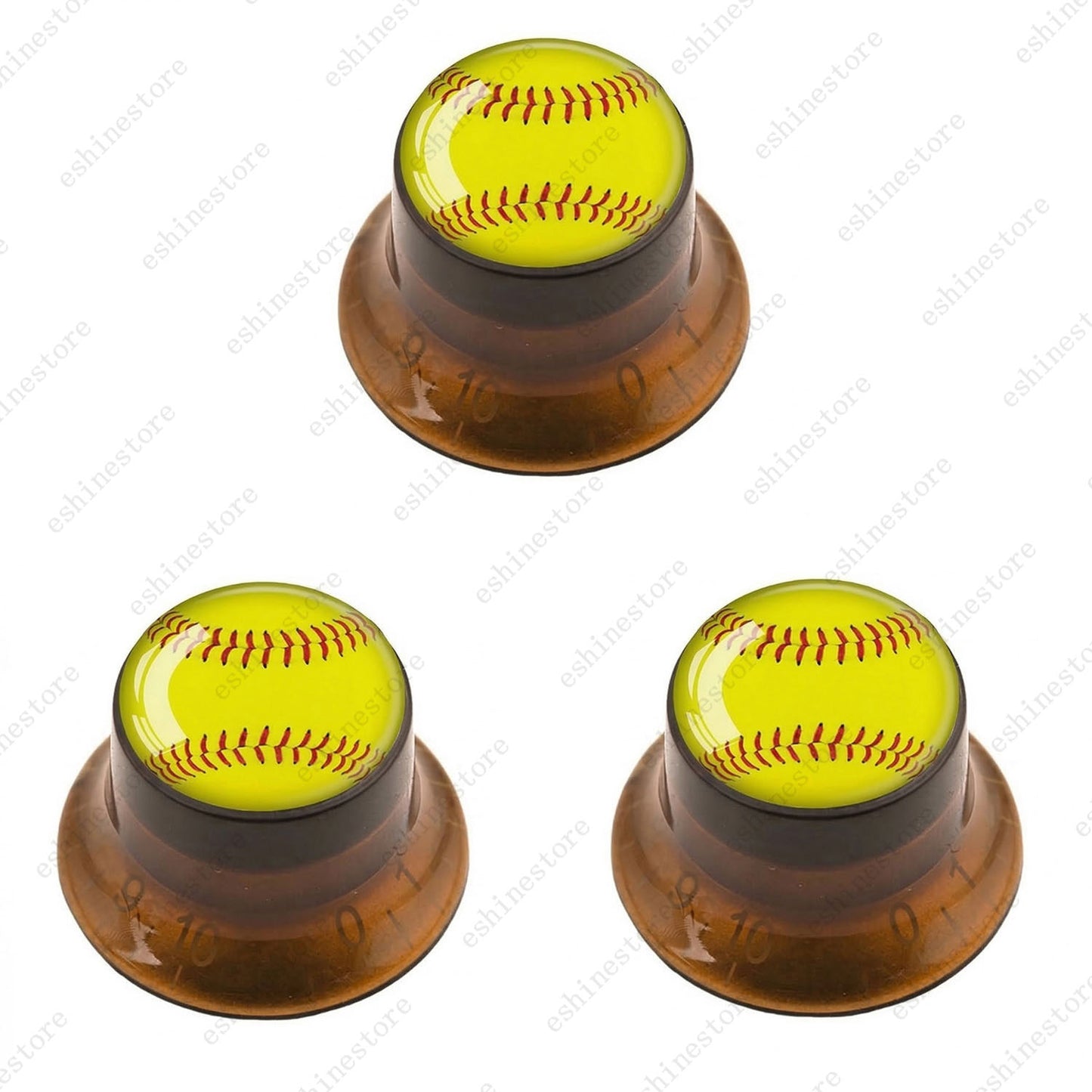 Guitar Reflector Knob w/ Yellow Baseball Design Cap Top Hat Knob for Les Paul SG