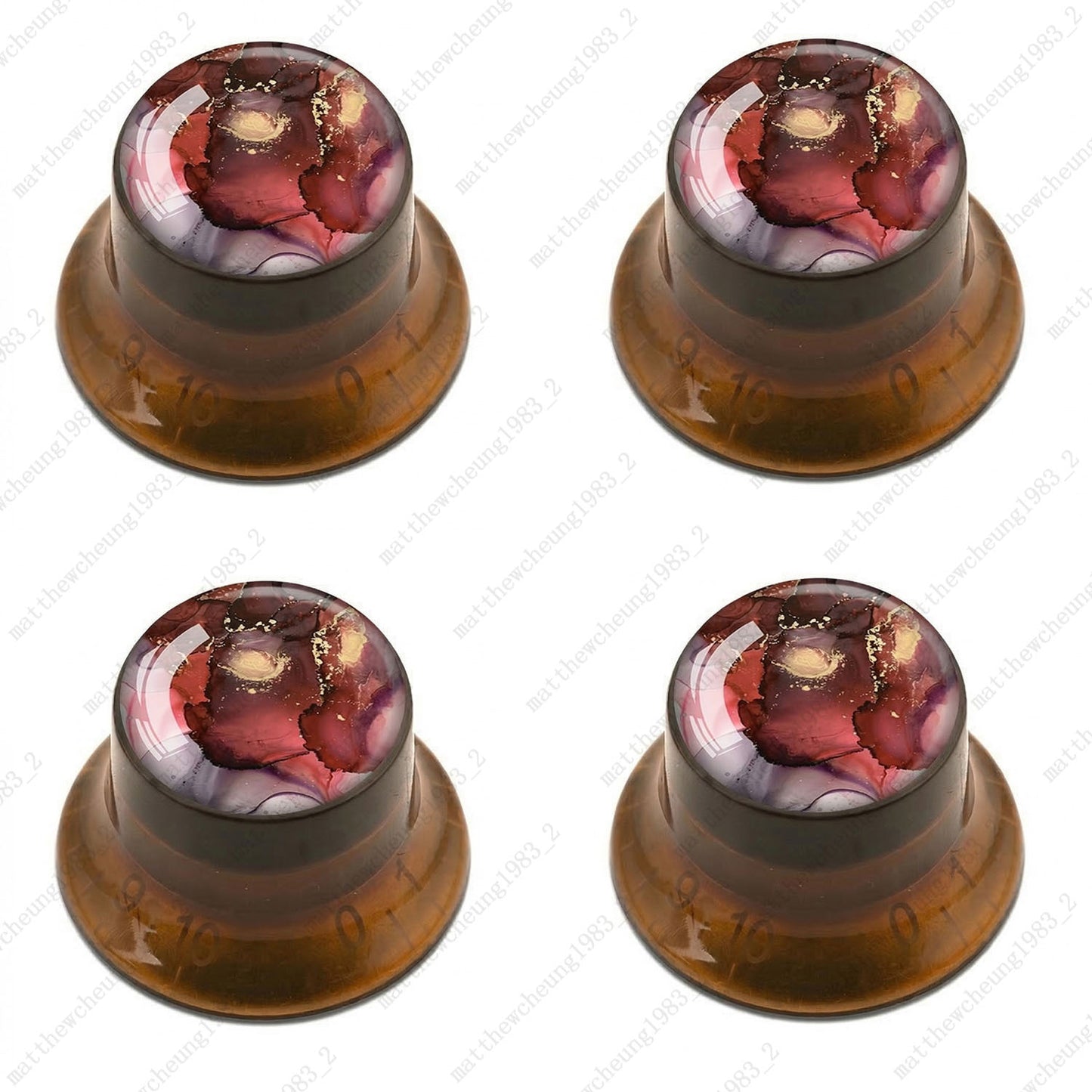 4Pcs Amber Guitar Reflector Knobs For Les Paul SG -10 Abstract Art Style Options