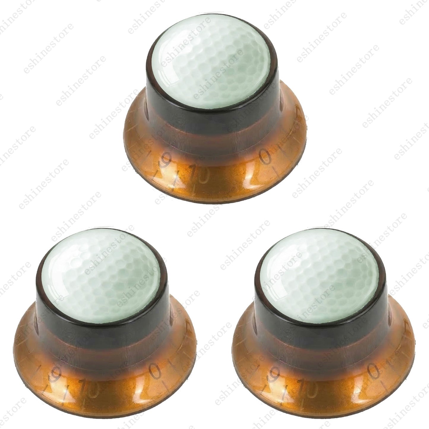 Electric Guitar Reflector Knobs w/ Golf Design Cap Top Hat Knobs for Les Paul SG