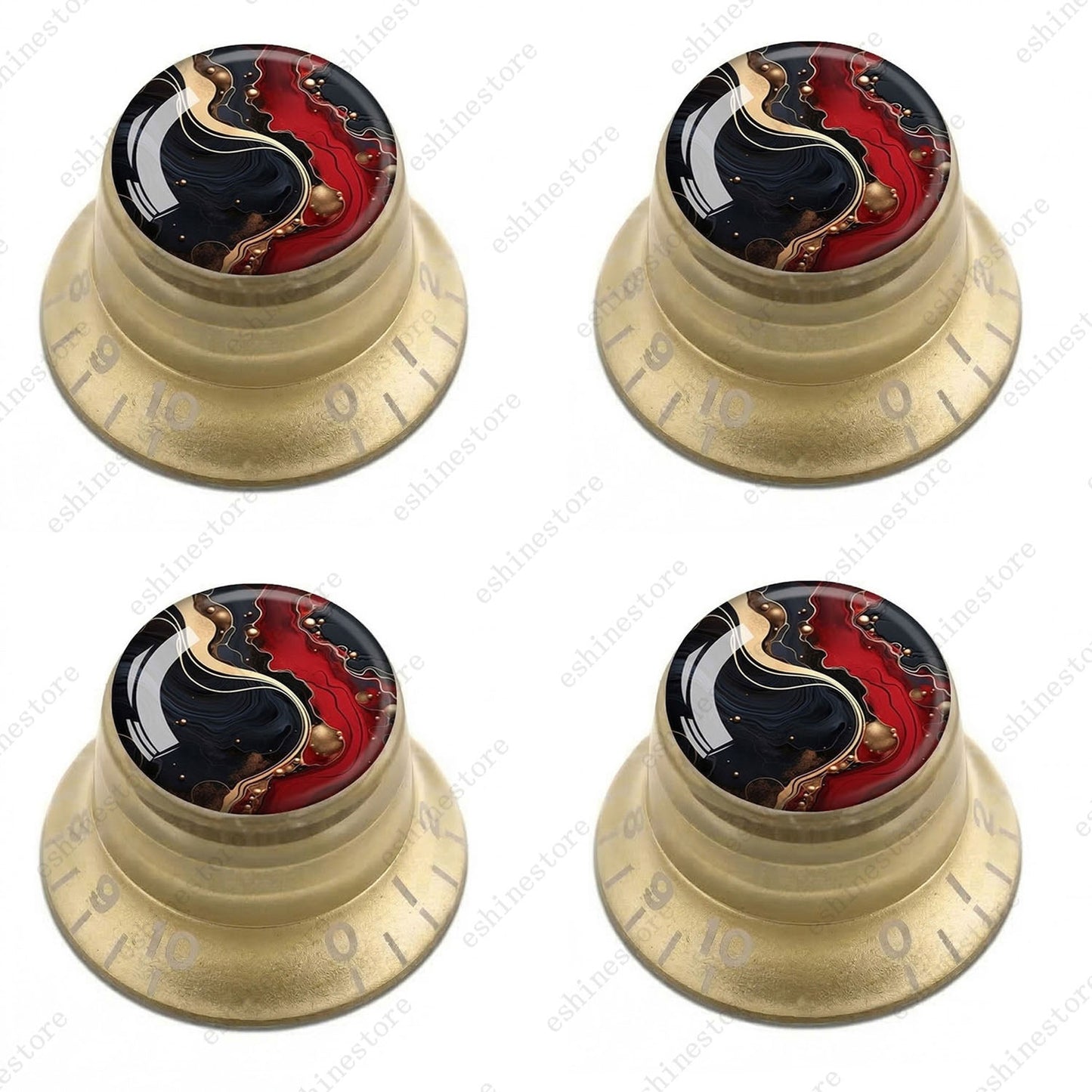 Guitar Reflector Knobs with Abstract Art Cap Top Hat Knobs for Les Paul SG - 01