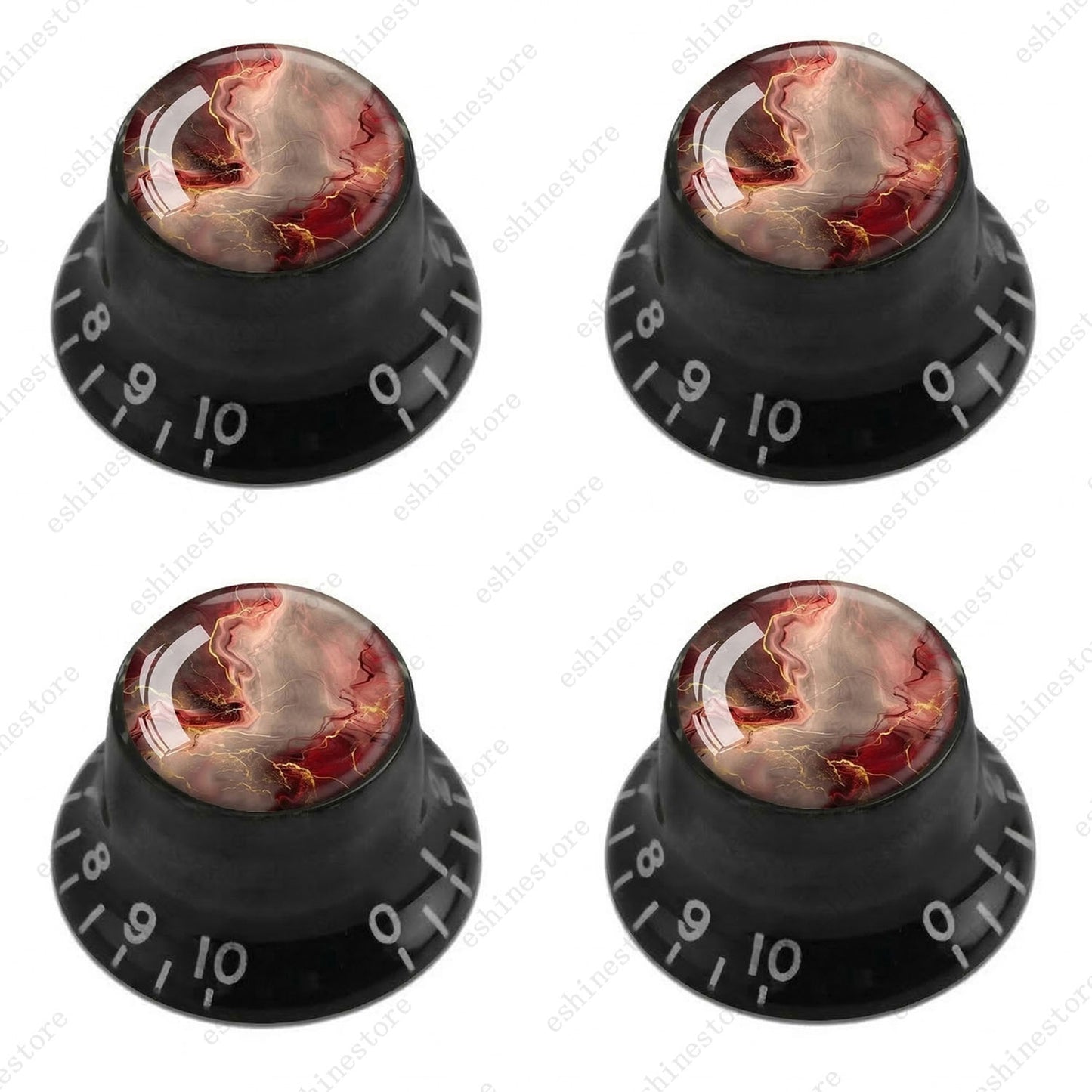 Guitar Reflector Knobs with Abstract Art Cap Top Hat Knobs for Les Paul SG - 05