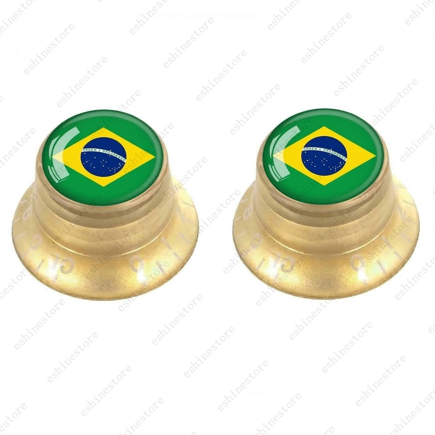 Guitar Reflector Knobs w/ Brazilian Flag Design Cap Top Hat Knob for Les Paul SG
