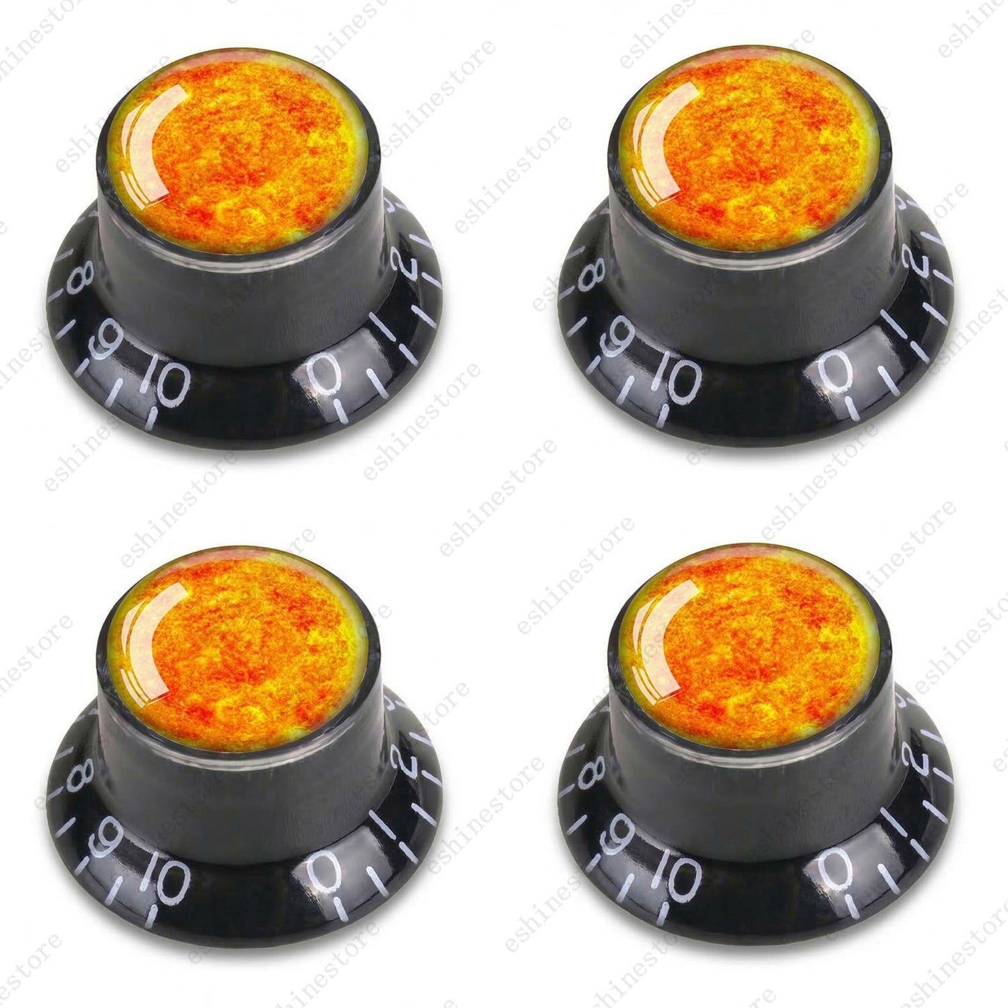 Guitar Reflector Knobs w/ Sun Pattern Design Cap Top Hat Knobs for Les Paul SG