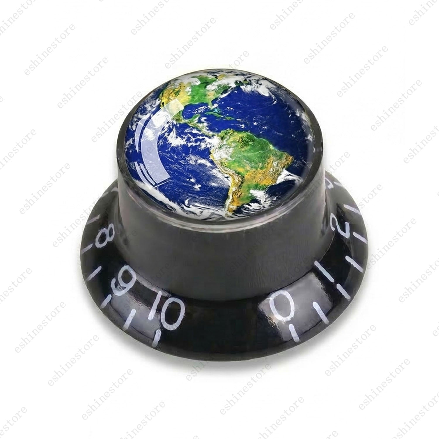 Guitar Reflector Knobs w/ Earth Pattern Design Cap Top Hat Knobs for Les Paul SG