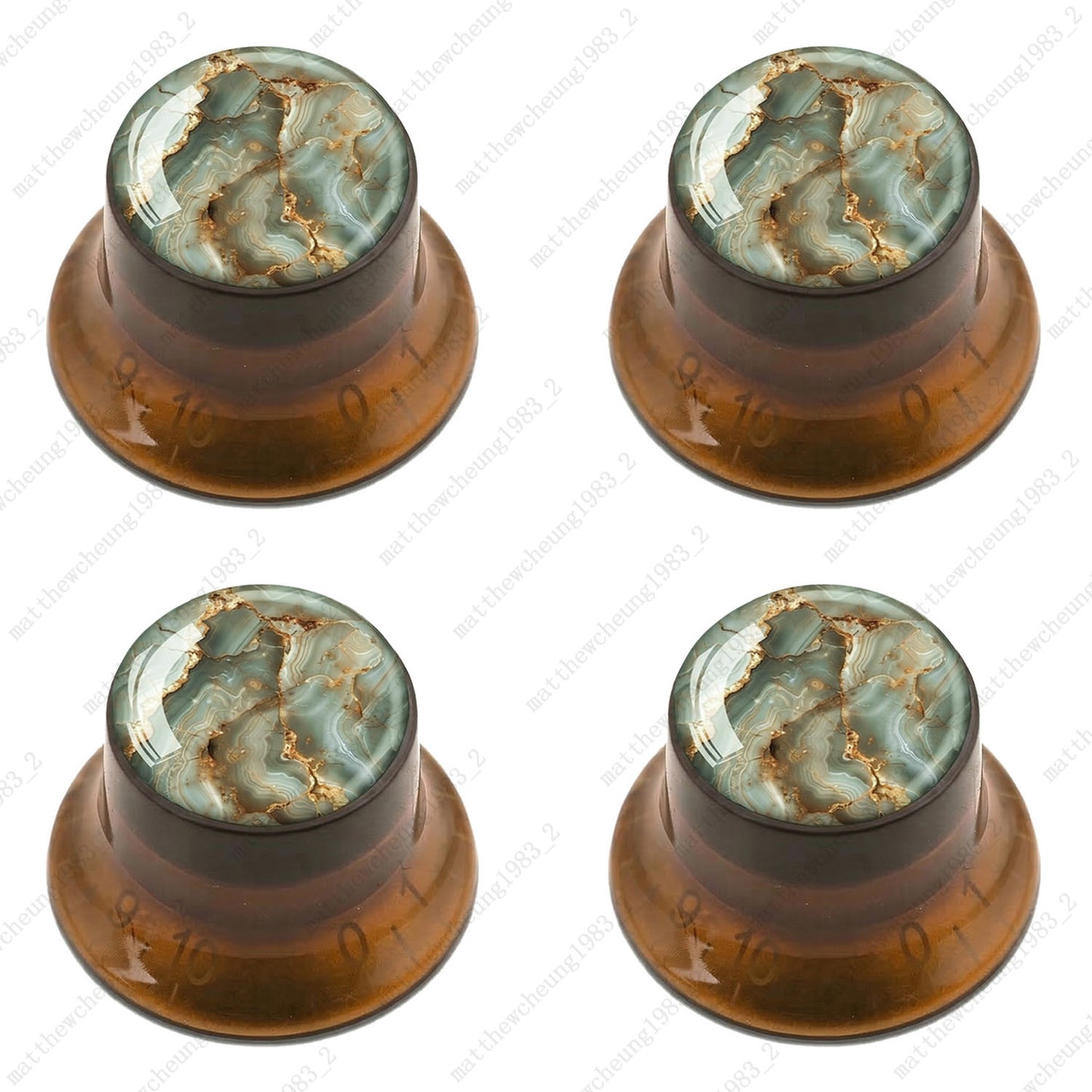 4Pcs Amber Guitar Reflector Knob For Les Paul SG -10 Marble Texture Style Option
