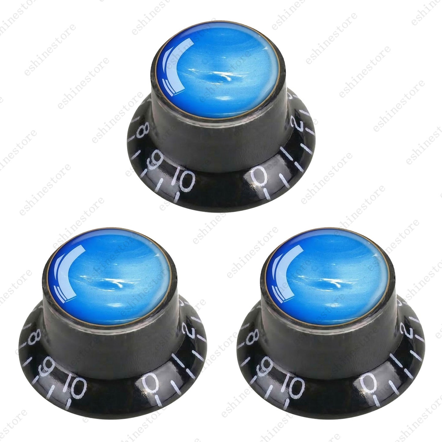 Guitar Reflector Knob w/ Neptune Pattern Design Cap Top Hat Knob for Les Paul SG