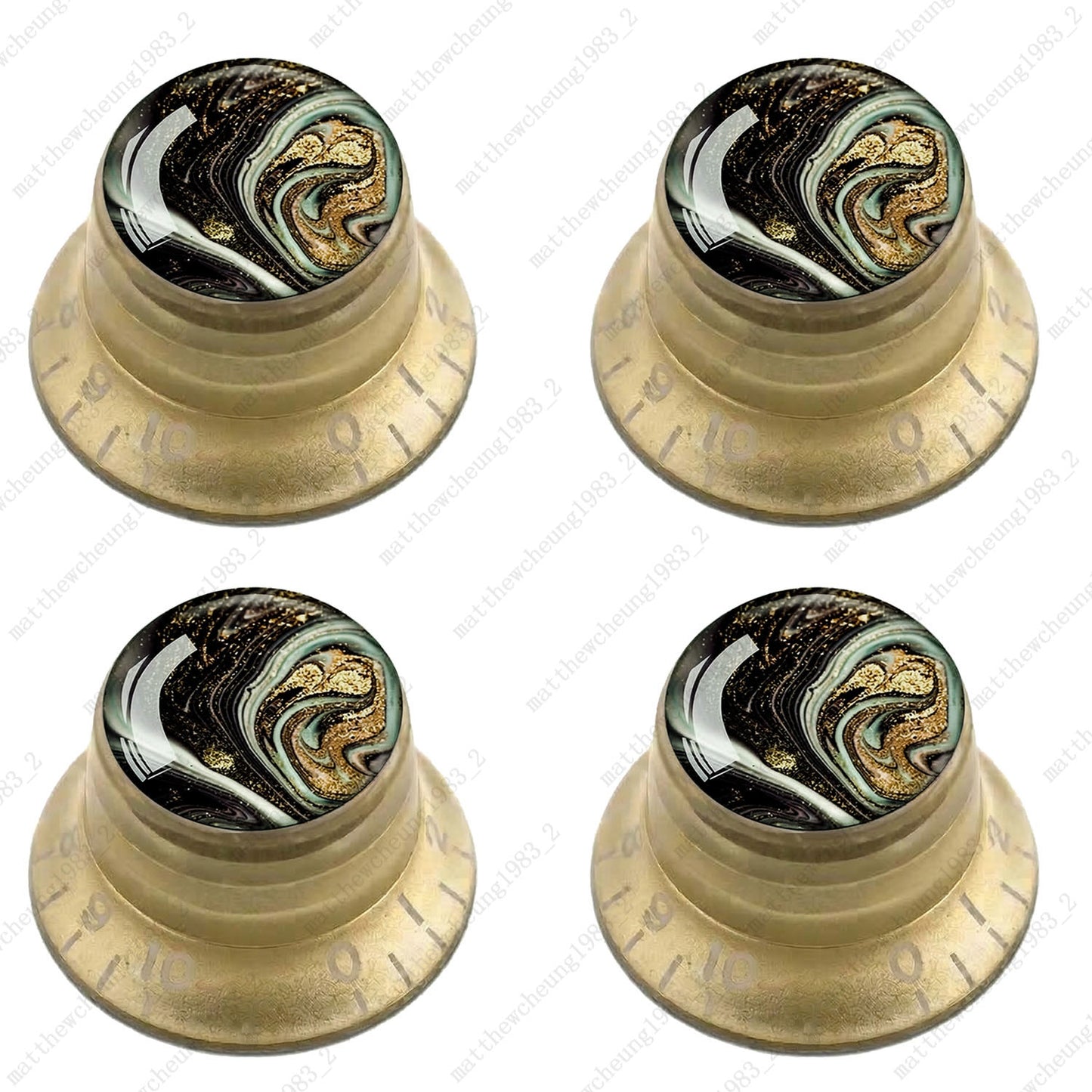 4Pcs Gold Guitar Reflector Knob For Les Paul SG -10 Marble Texture Style Options