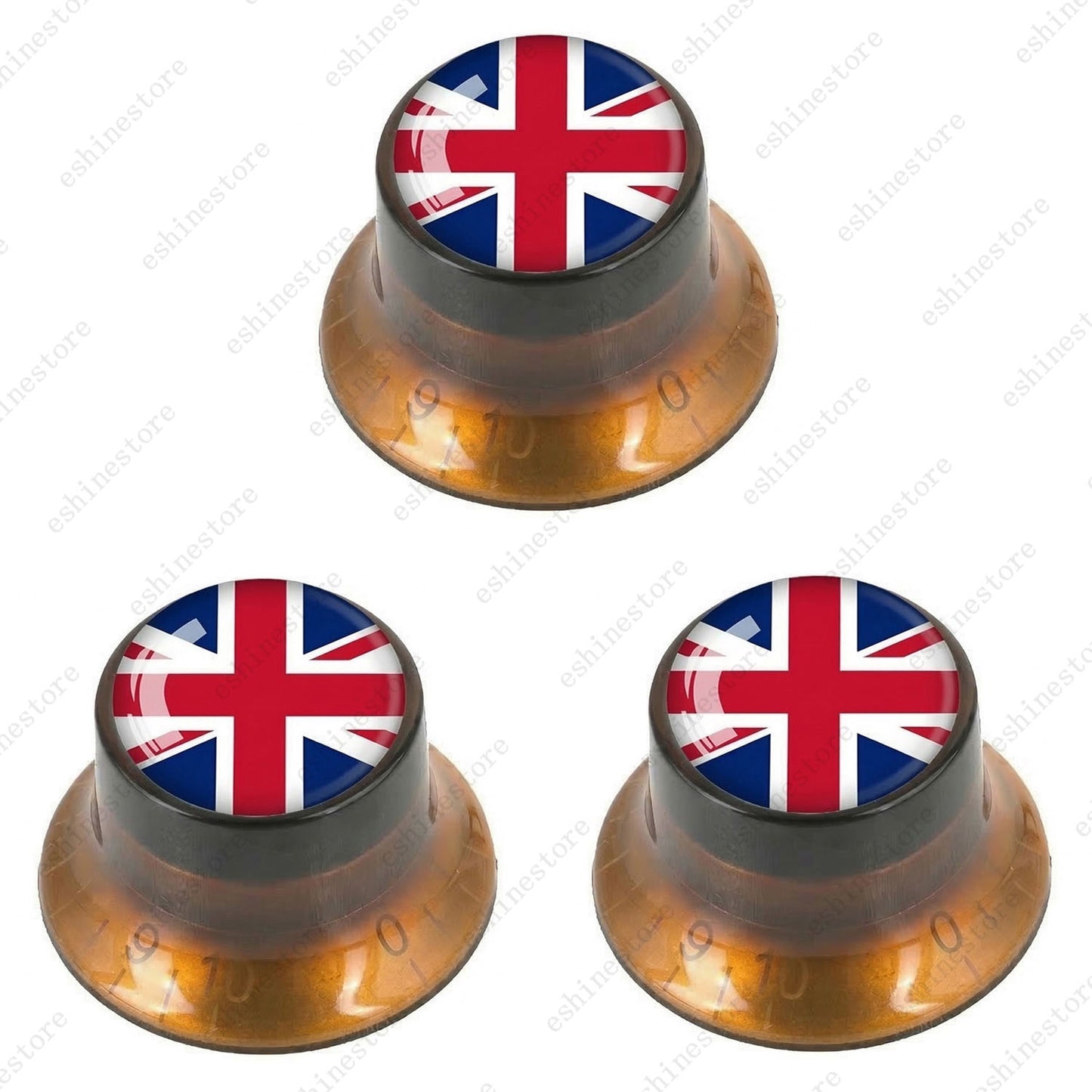 Guitar Reflector Knobs w/ British Flag Design Cap Top Hat Knobs for Les Paul SG