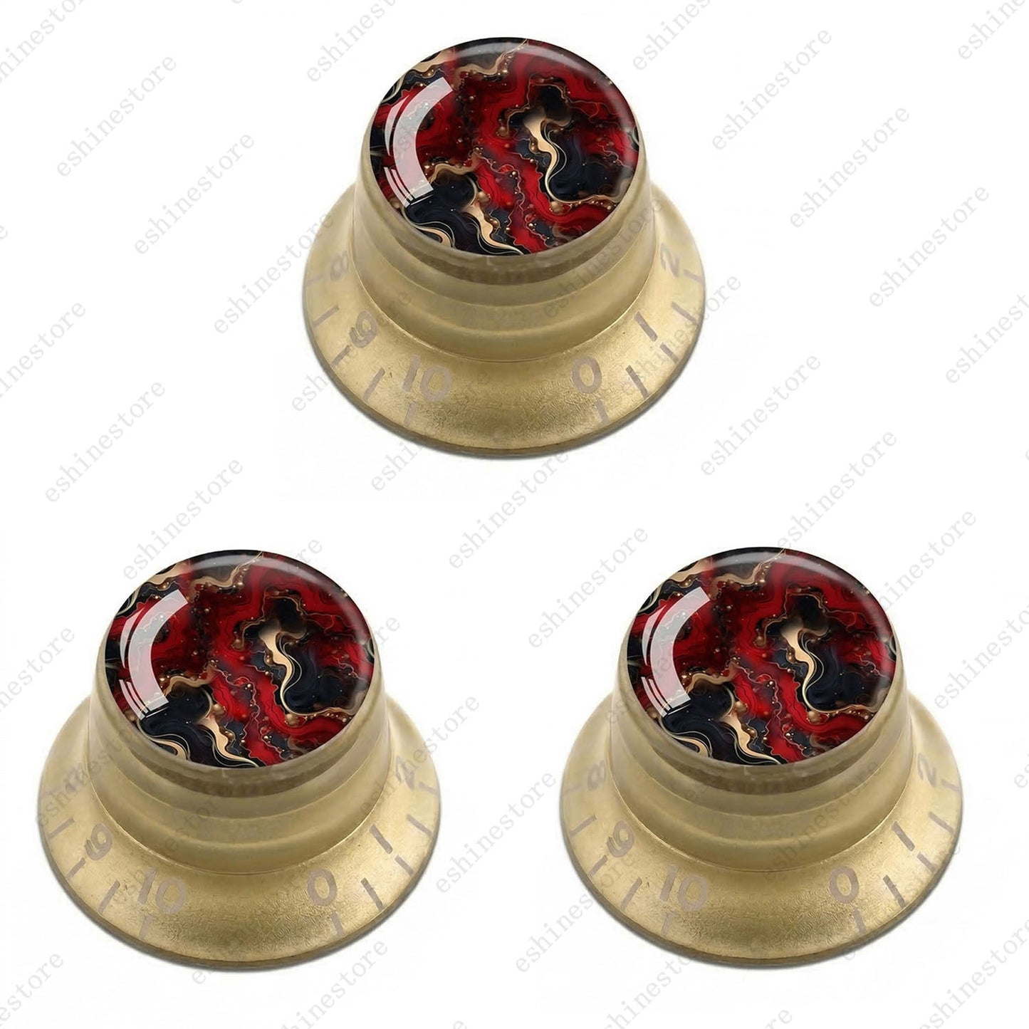 Guitar Reflector Knobs with Abstract Art Cap Top Hat Knobs for Les Paul SG - 03