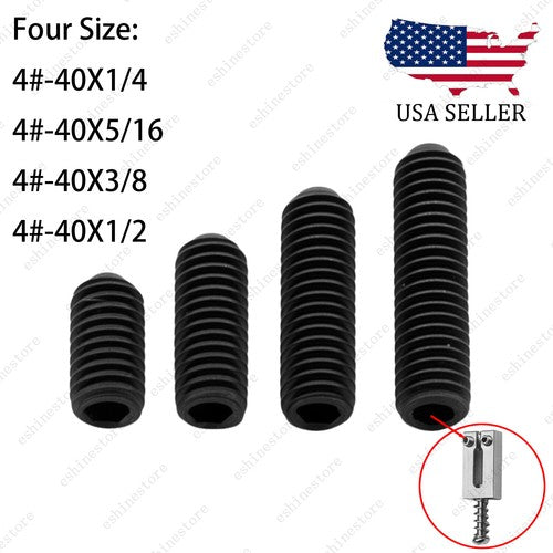 12pcs Alloy Steel #4-40 Guitar Bridge Screw Saddle Height Adjustment-(1/4"-1/2")