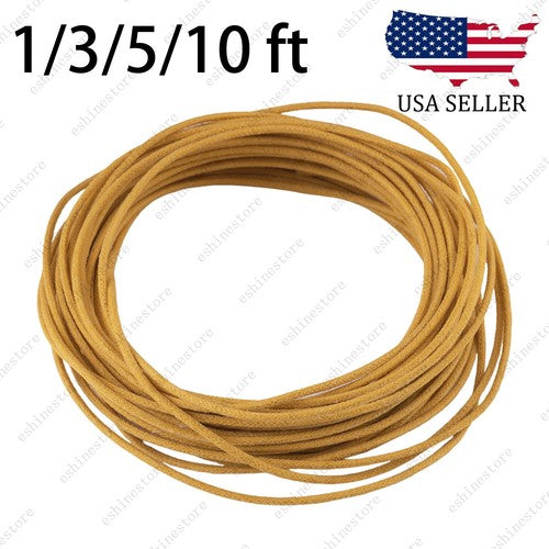 1/3/5/10ft Vintage-Style Waxed Cloth-Covered Braided Guitar Wire Pushback-Yellow